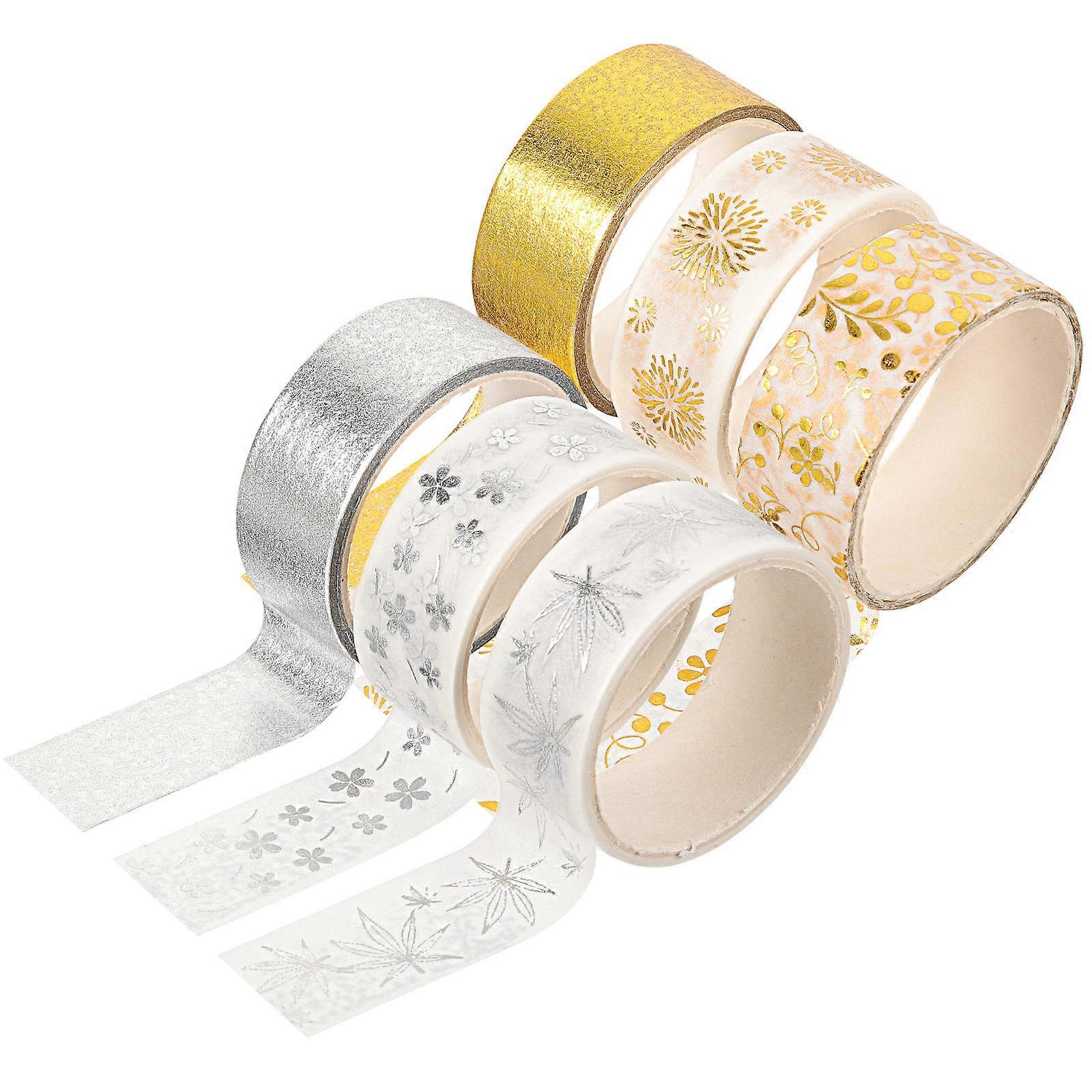 Scrapbooking Tape Rolls Adhesive Washi Paper For Stationery Envelopes Silver Foil 6 Rolls