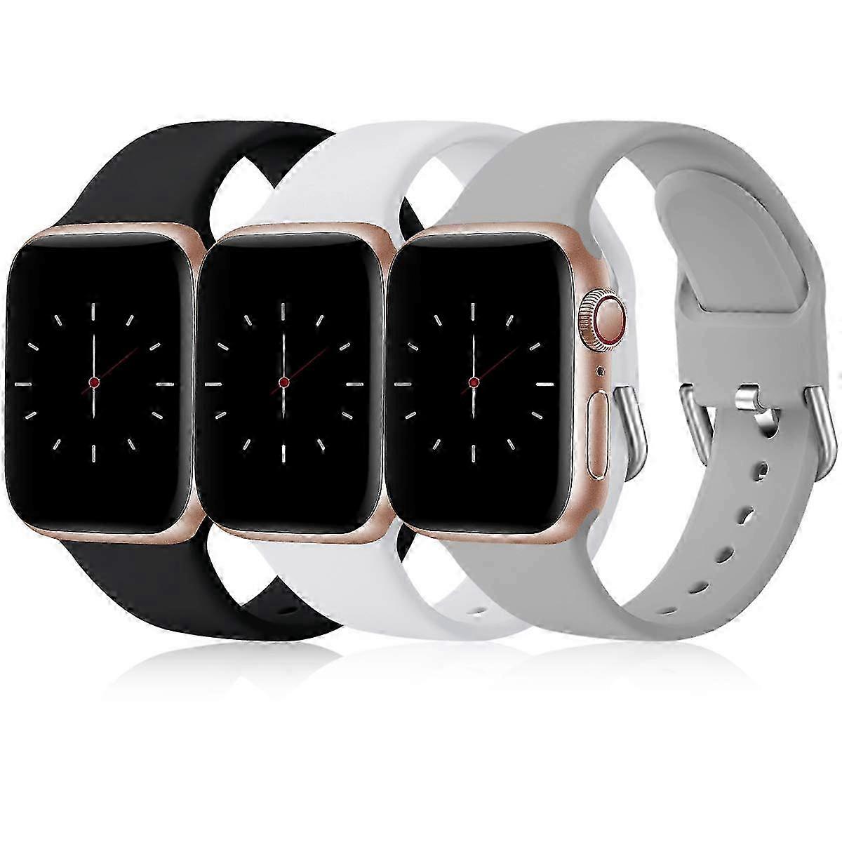 Pack of 3 Soft Silicone Straps Suitable for Certain Smartwatches 44mm 42mm 45mm, Compatible with Various Series and Models, 42mm/44mm