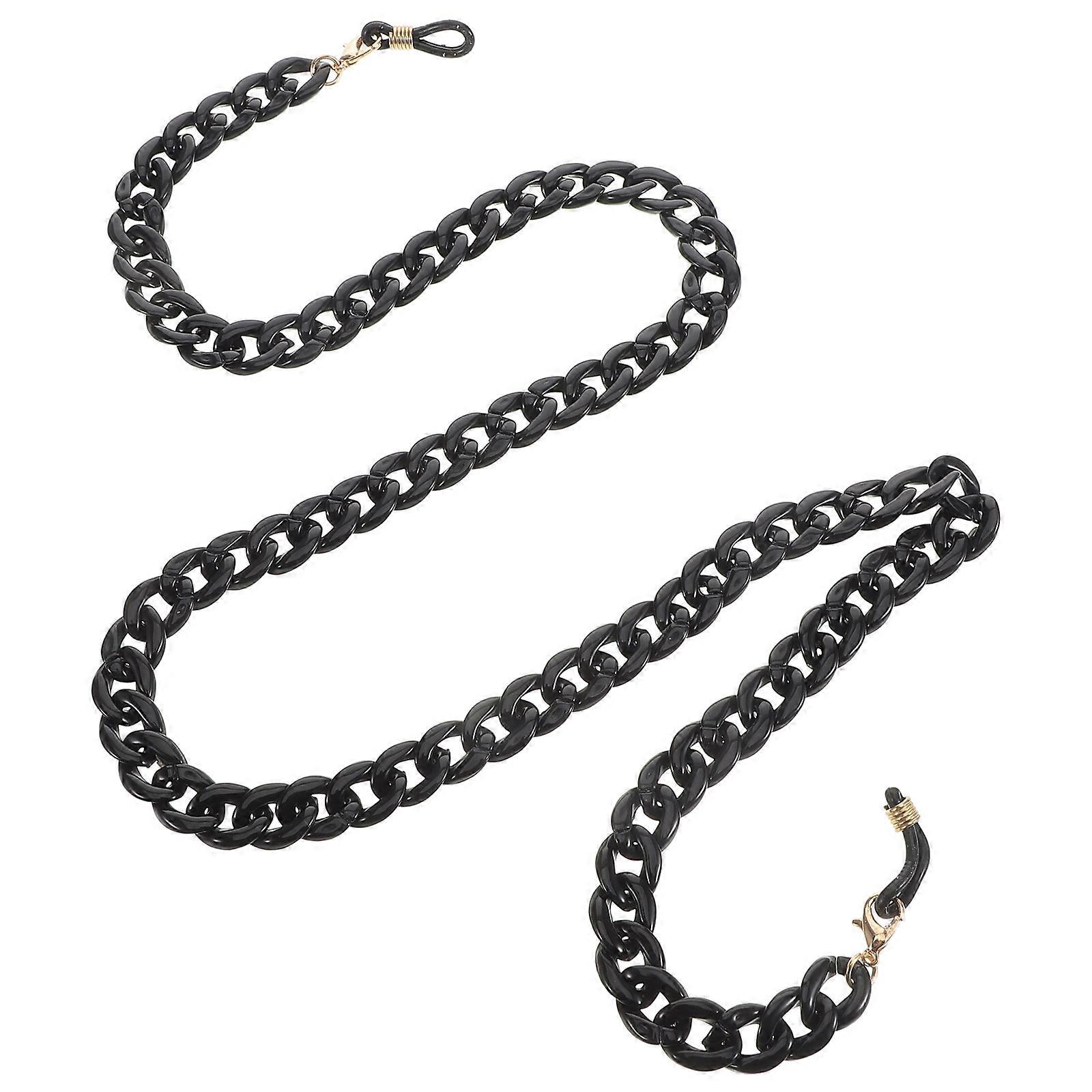 Eyeglass Chain Acrylic Non-slip Hanging Glasses Rope Black 70x1cm Fashionable 1PC