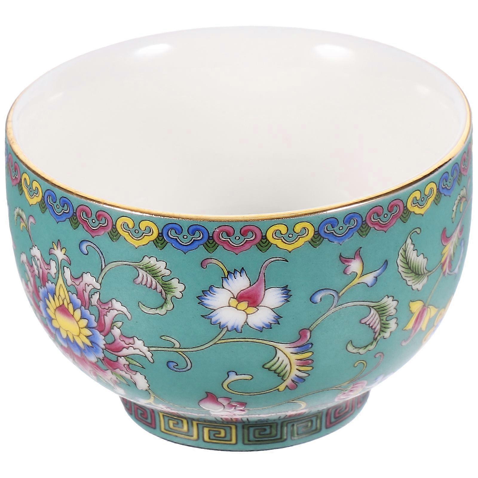 Ceramic Tea Cup with Pure Silver Gilt and Enamel Design, Heat Resistant, Practical Kung Fu Style