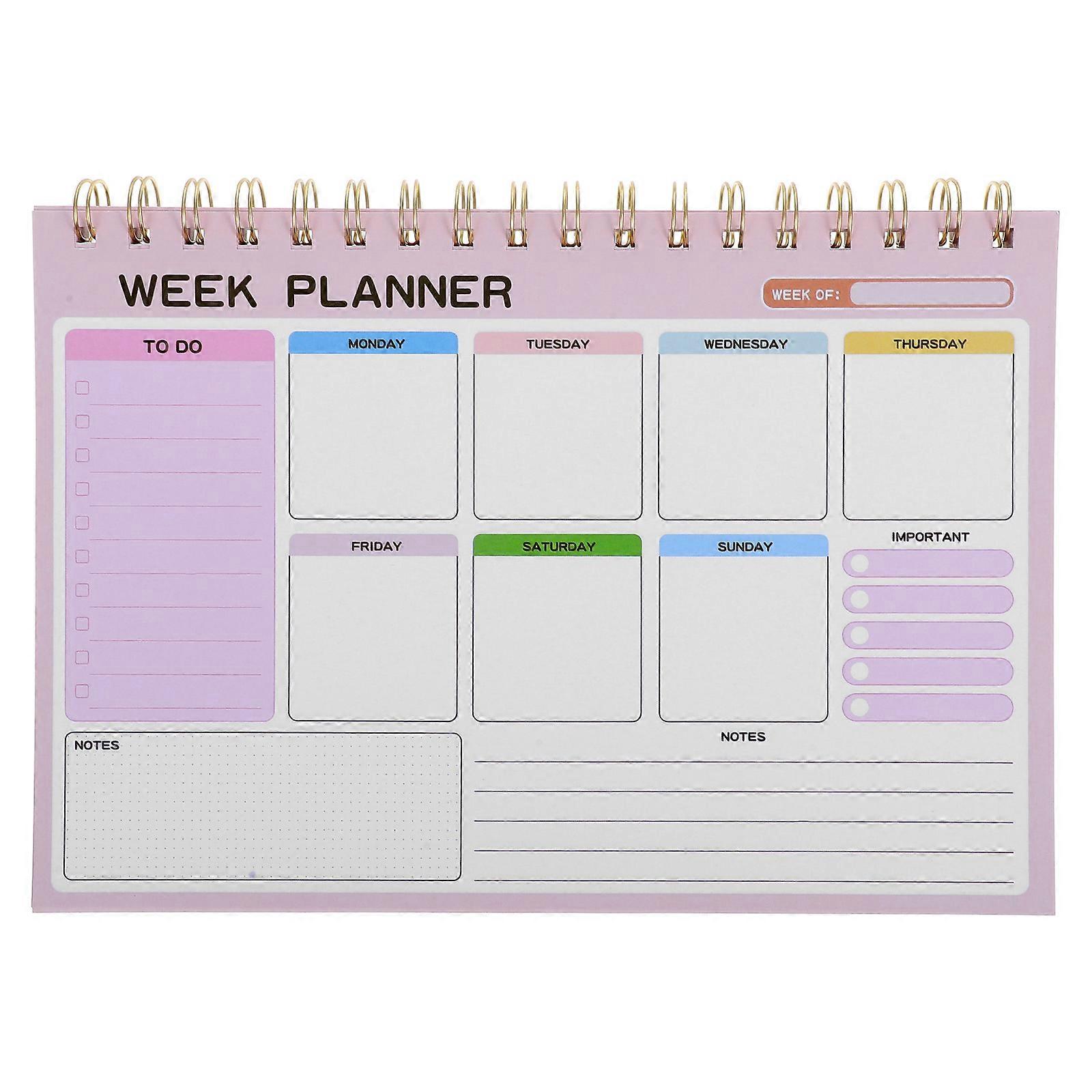 Weekly Planner Tabletop Notepad Use Elegant Design Students 1Set
