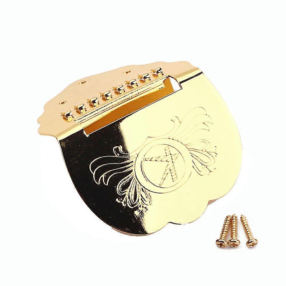 Triangle 8-String Mandolin Guitar Tailpiece with Screws for Mandolin Part Replacement Guitar Maker Flower Pattern B-49 - Gold