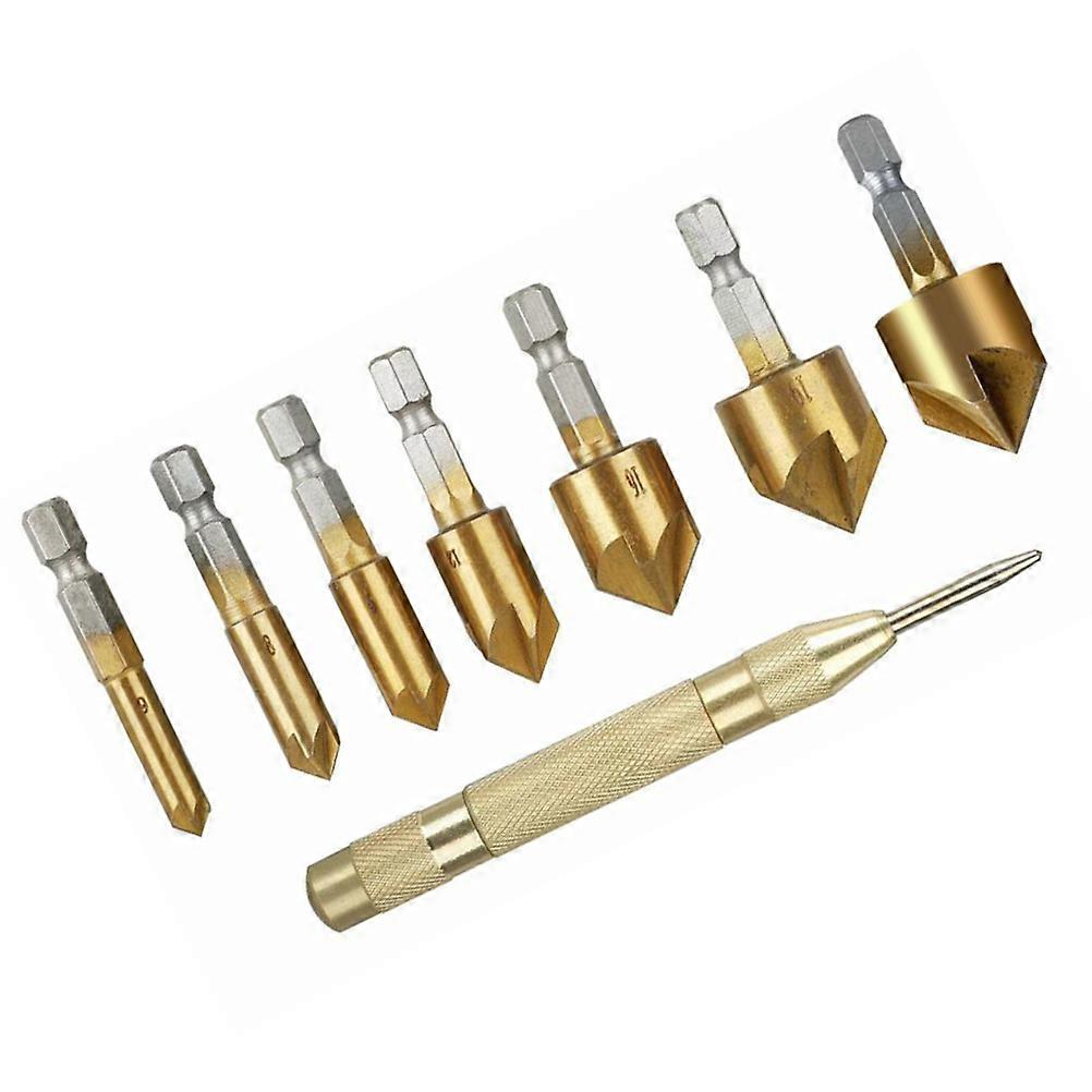 Woodworking Countersunk Drill Bit Set Diy Enthusiasts 8Pcs Cobalt Steel Countersunk Head Deburring