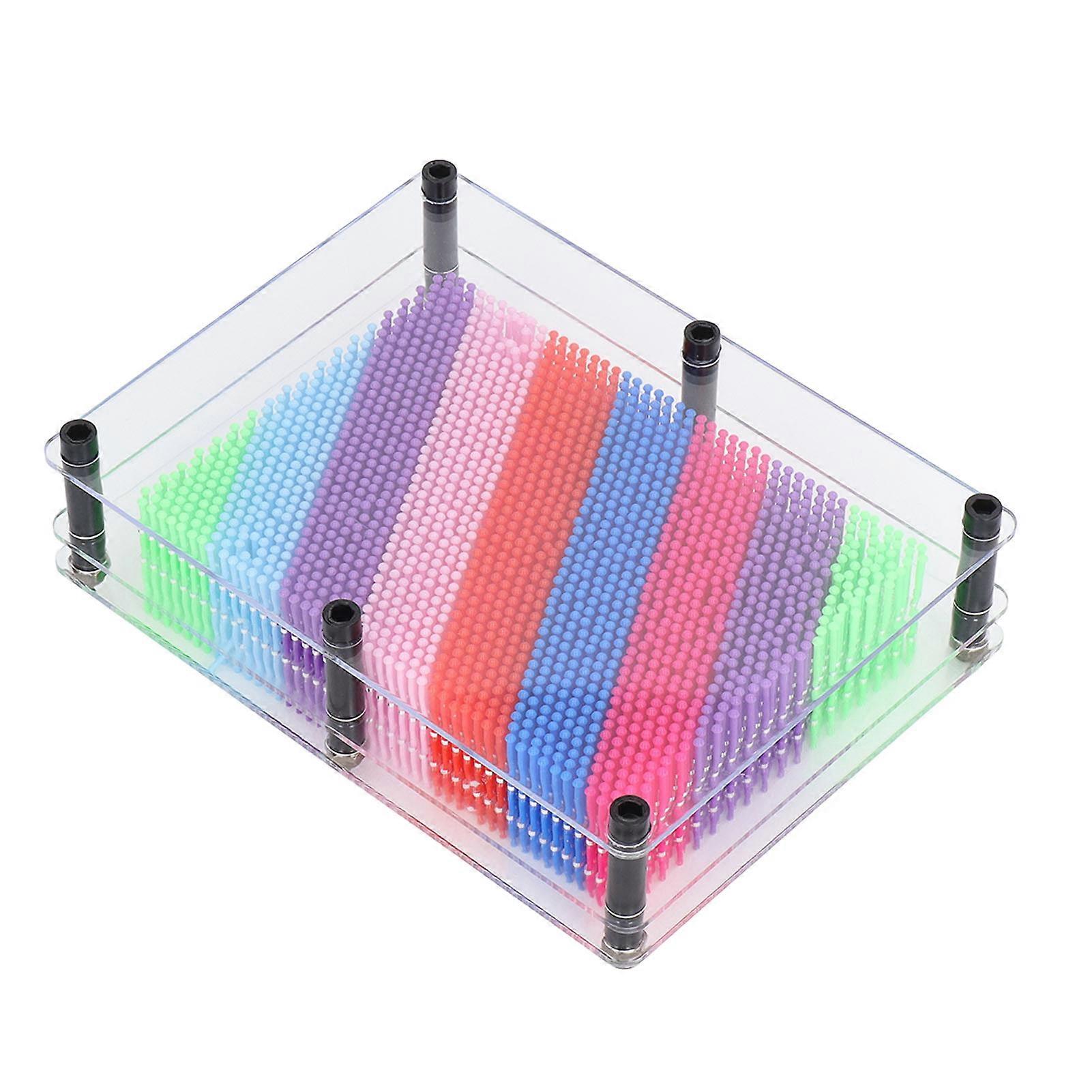 Colorful Plastic 3D Pin Art Toy, Pin Board Sculpture, Classic Needle Art Toy, Clear Frame