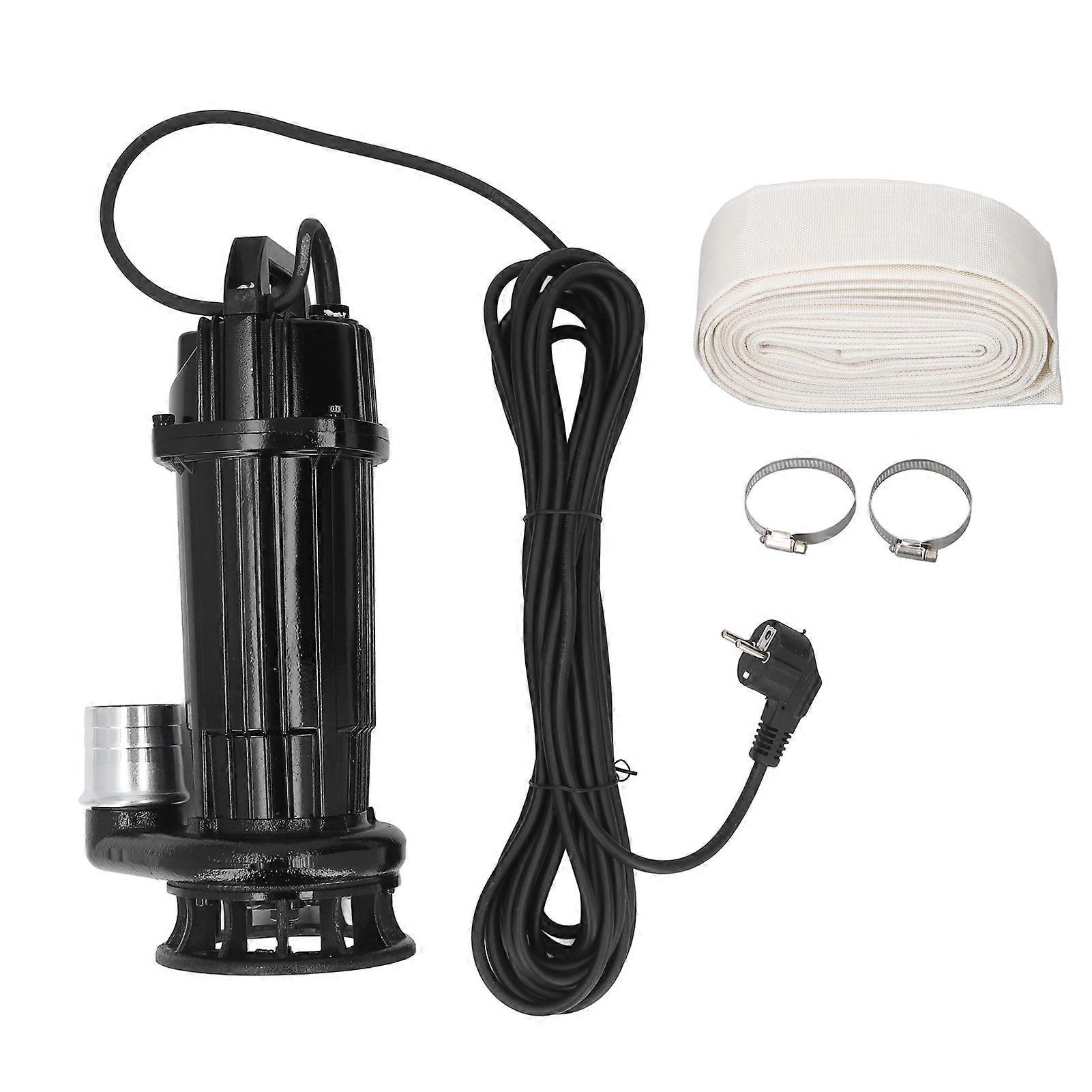 Sewage Pump Cast Iron Submersible Waste Water Cutting System Kit 12m³/h 50mm Outlet Dia with 10m Cable Pipe EU Plug