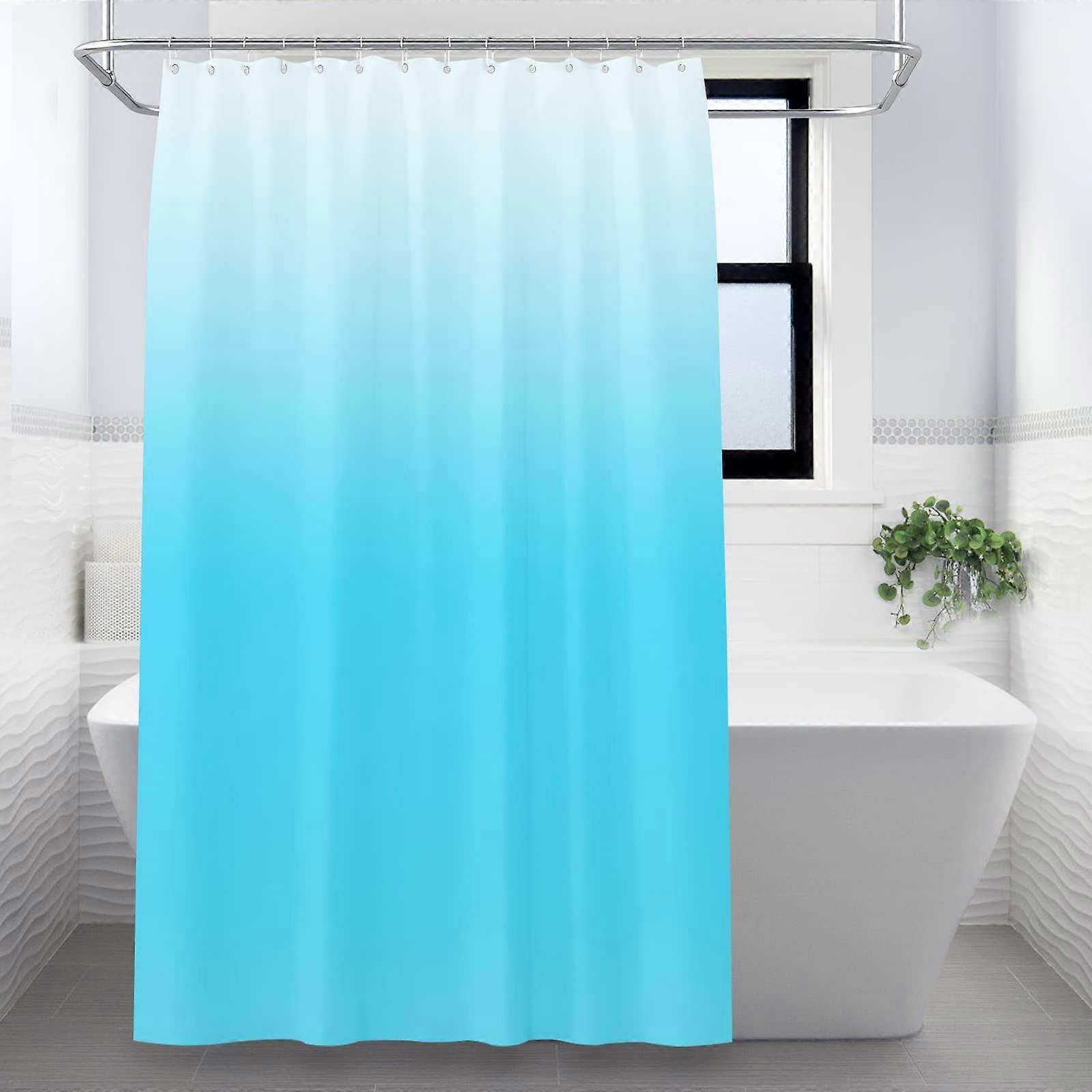 Gradient Teal Shower Curtain 180 x 180 cm with Strong Hooks Waterproof Fabric for Bathroom Decor