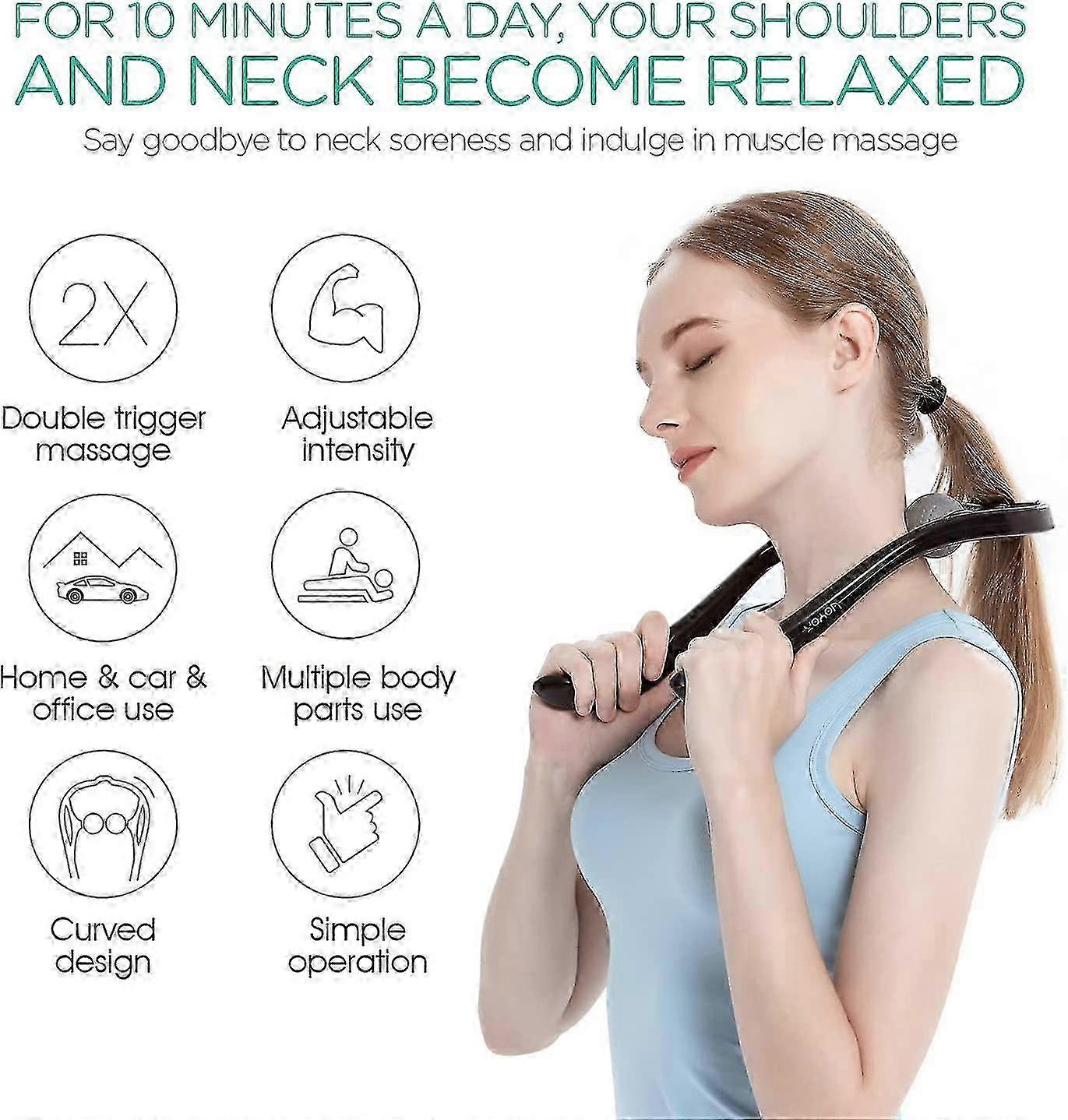 Neck Massager Shiatsu Deep Tissue Dual Trigger Point Shoulder Massage Device