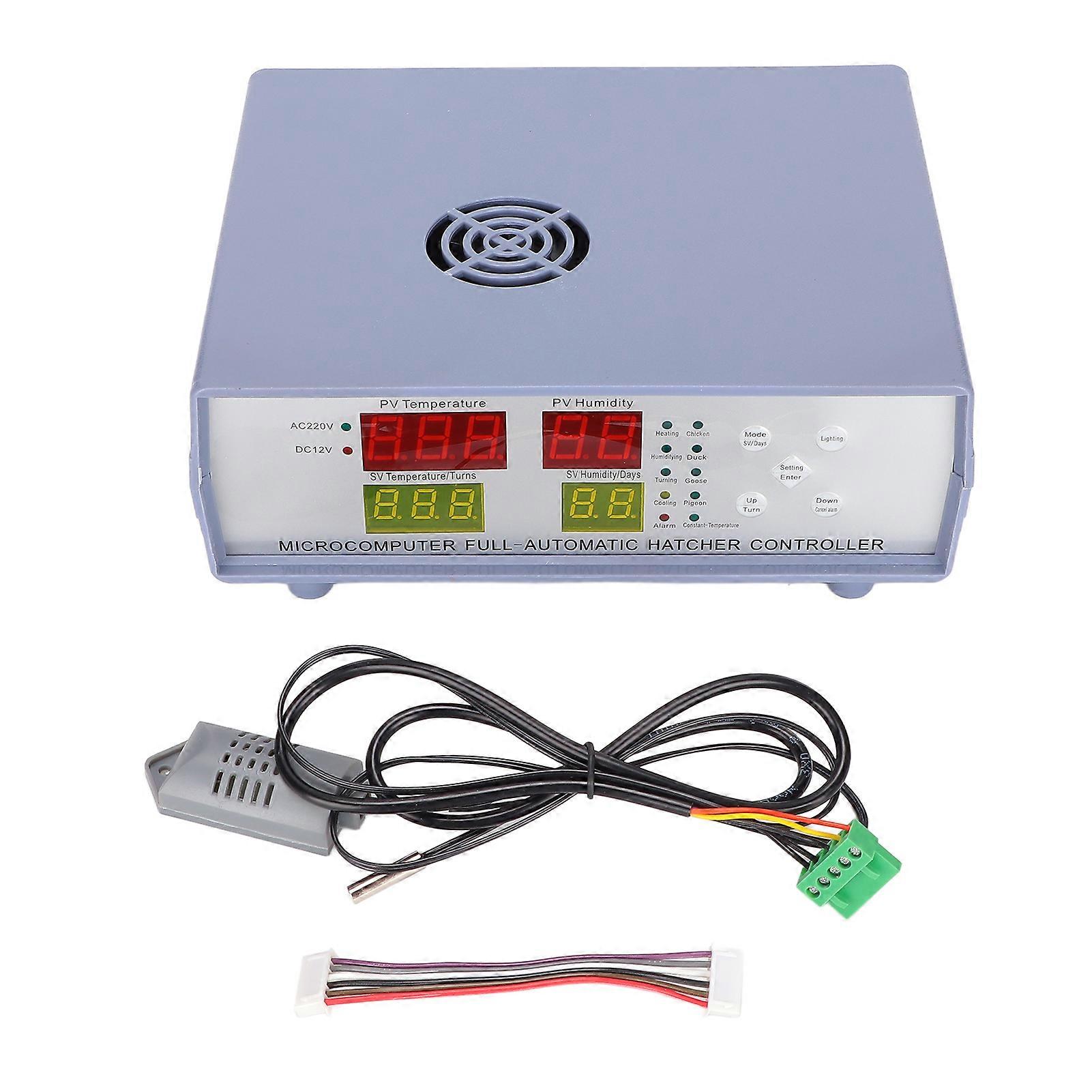 Incubator Controller Automatic AC DC Dual Power Supply Egg Hatcher Controller with Temp Humidity Sensor 220V
