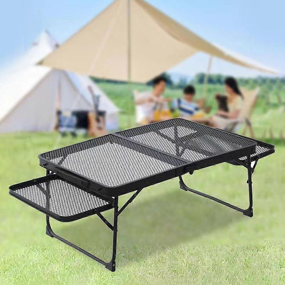 Small Low Camping Table With Wing Panels Ultralight Metal Picnic Table Foldable 27.56 L x 15.75 W 70 x 40 cm