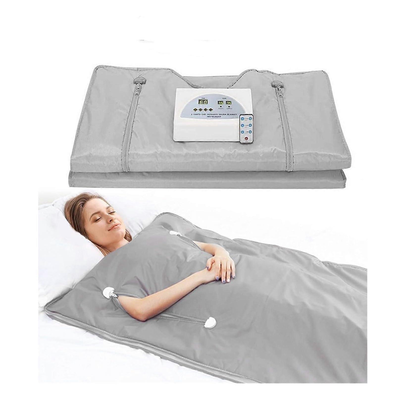 Heated Sauna Blanket for Body Slimming, 2 Zones, Digital Weighted (Silver)