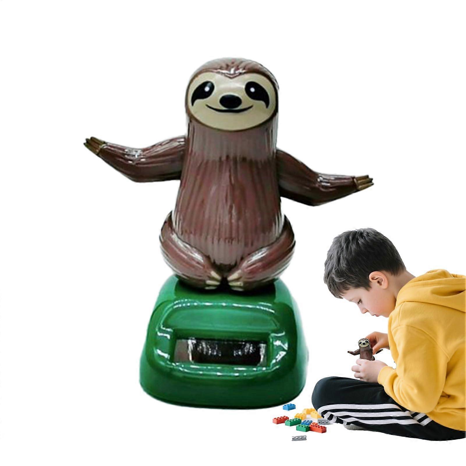 Dashboard Decoration Animated Solar-Powered Sloth Figurine For Cars Weatherproof Cute Funny Smile-Big Sloth Ornament