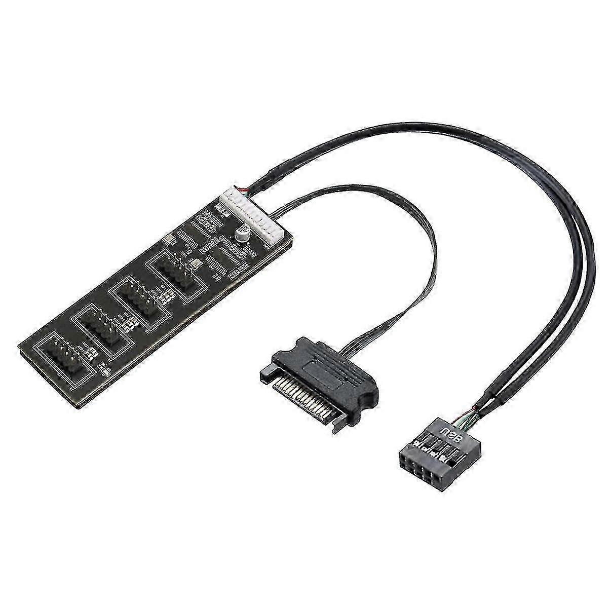 9Pin USB-Header-Splitter mit SATA-Stromkabel, interner USB-Hub-Verlängerung, USB 2.0-Anschluss