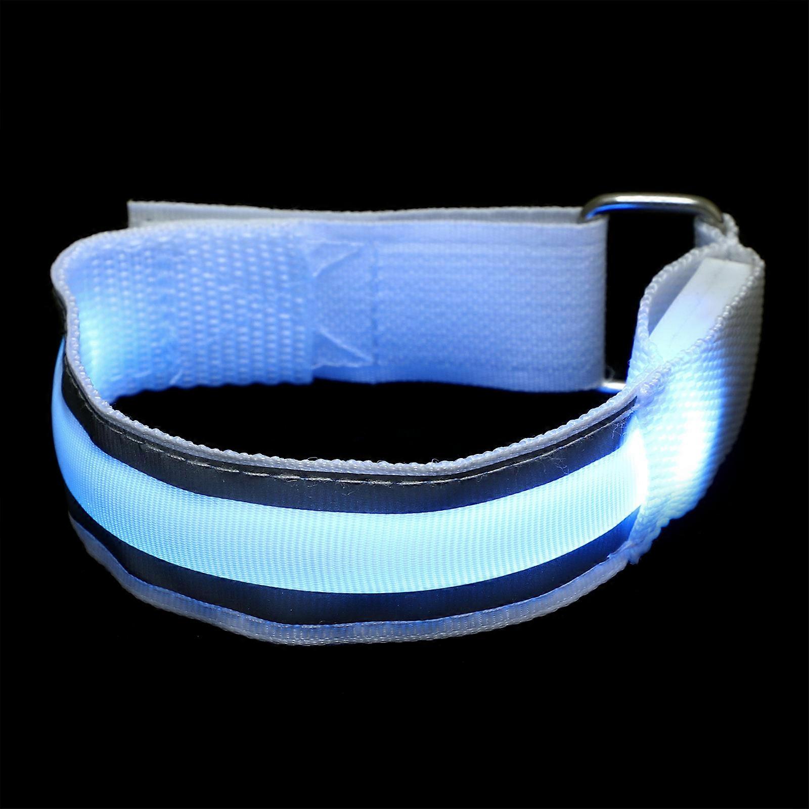 LED Glowing Armband for Night Running with Premium Nylon Material and Attractive Flashing Modes White