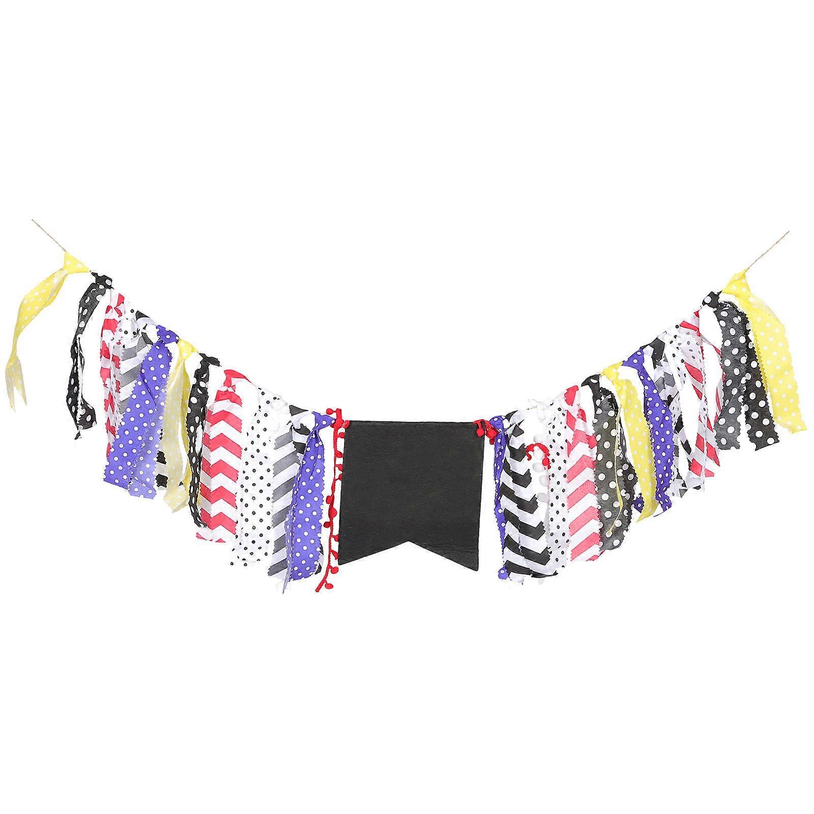Birthday Party Decoration Dining Chair Pull Flag Outdoor Use Multi-Colored Rectangular 1Pcs
