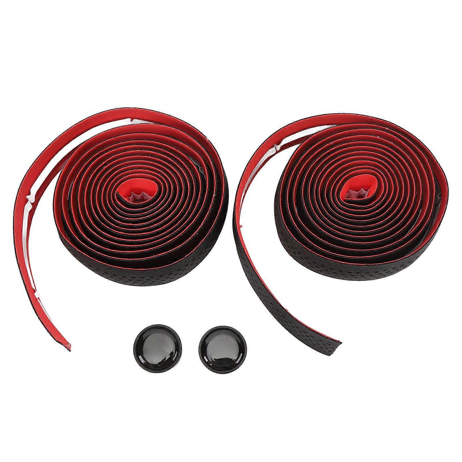 Handlebar Tape Silicone Grip Cycling Handle Wraps Non Slip Sweat Absorbent Dirty Resistant Winding Strap with Plugs Black with Red BottomYMQX)