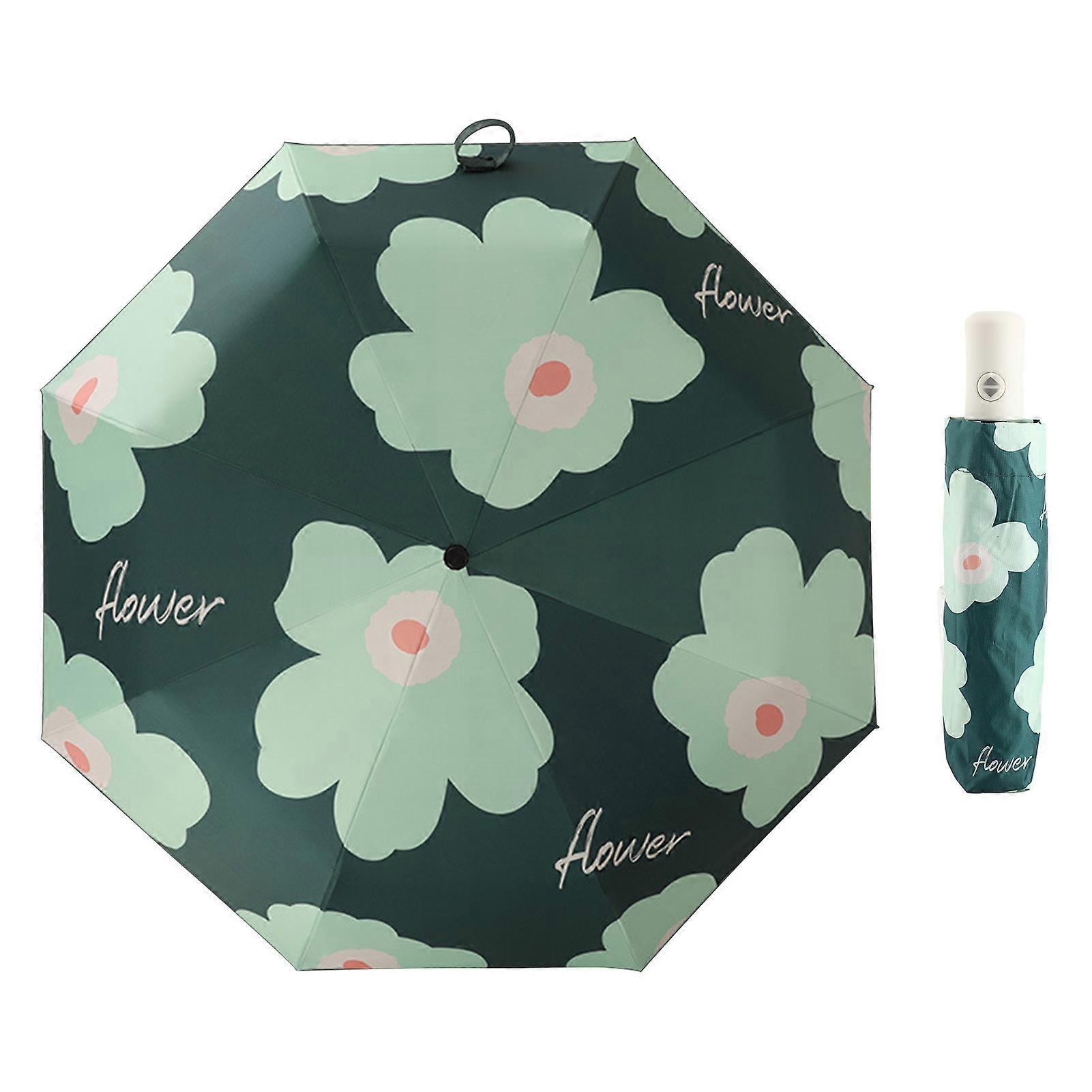 Flower Pattern Folding UV Protection Foldable Rain Shine Dual Use Sun Umbrella for Travelling