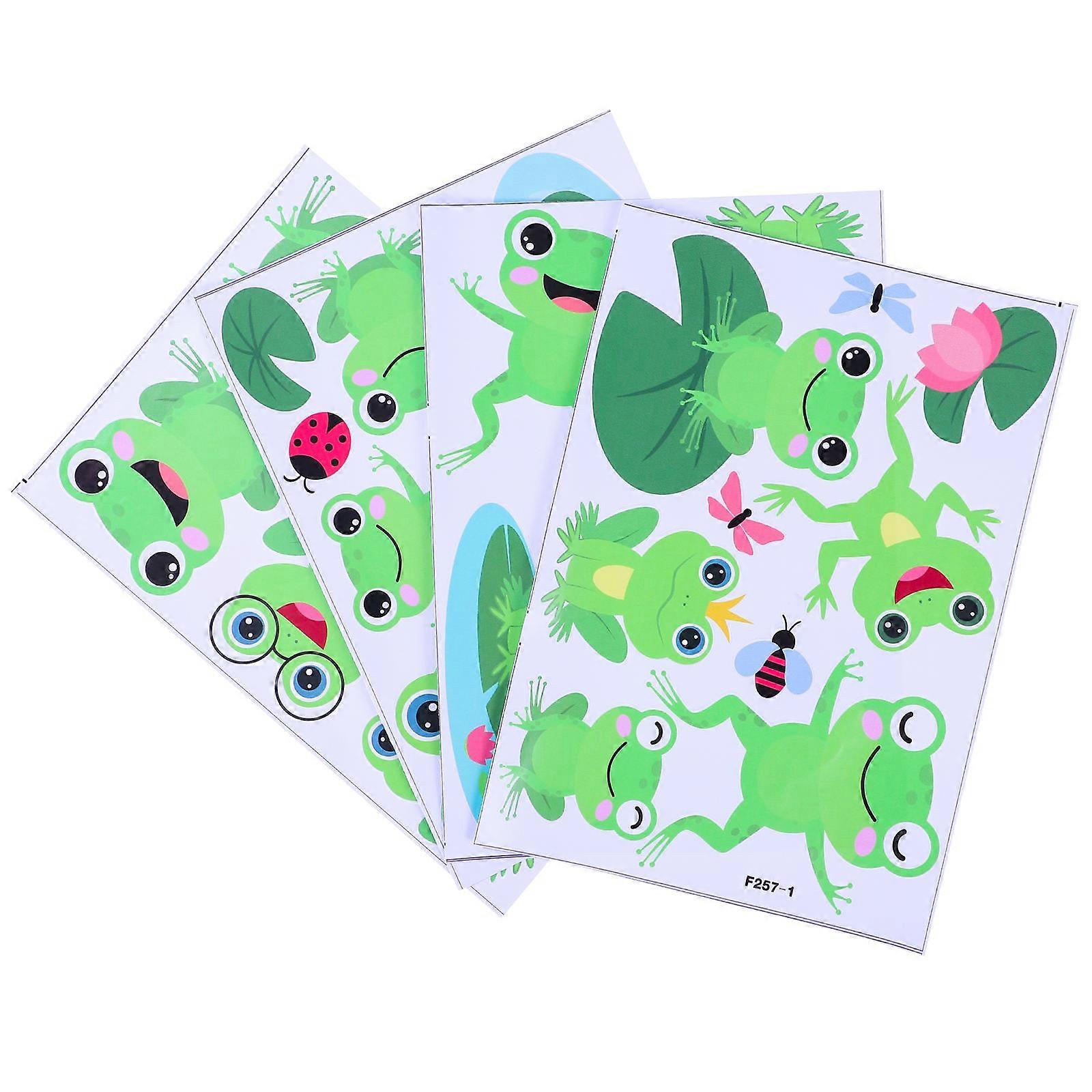 PVC Cartoon Frogs Wall Stickers   Easy Apply & Remove, 4 Sheets for Bedrooms, Nurseries, Classrooms and More Room Decor