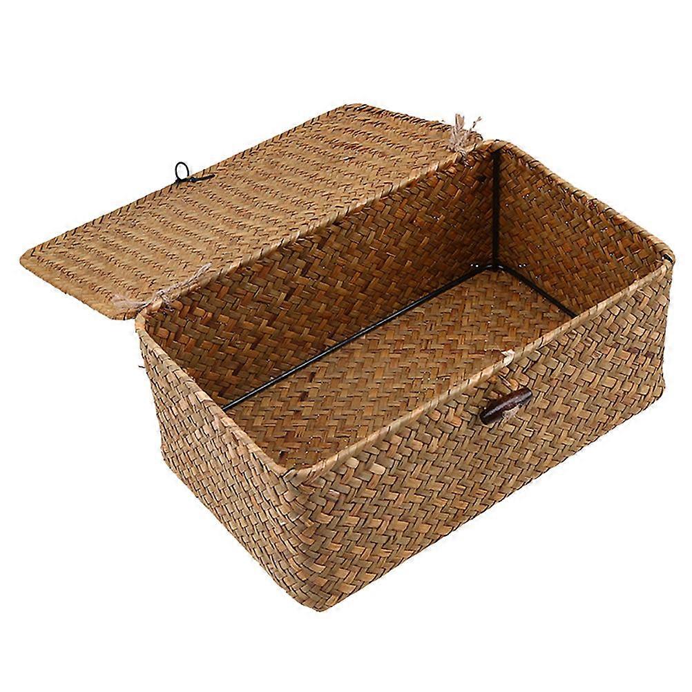 Woven Organizing Baskets Multi Purpose Seaweed Storage Container Country Style 11.4×7.5×4.7in 1Set