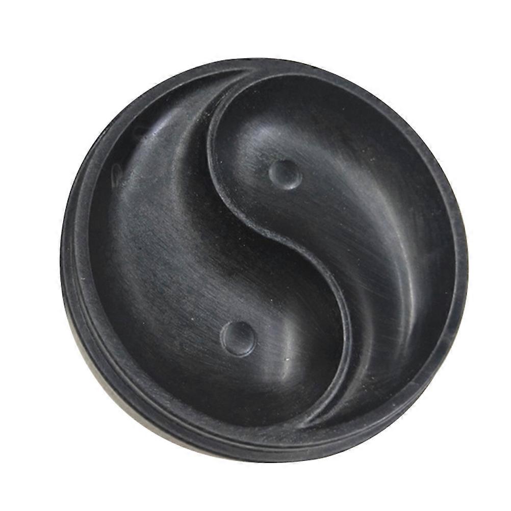 Tai Chi Diagram Ink Container for Oriental Writing and Painting with Lid Black Plastic 1pc