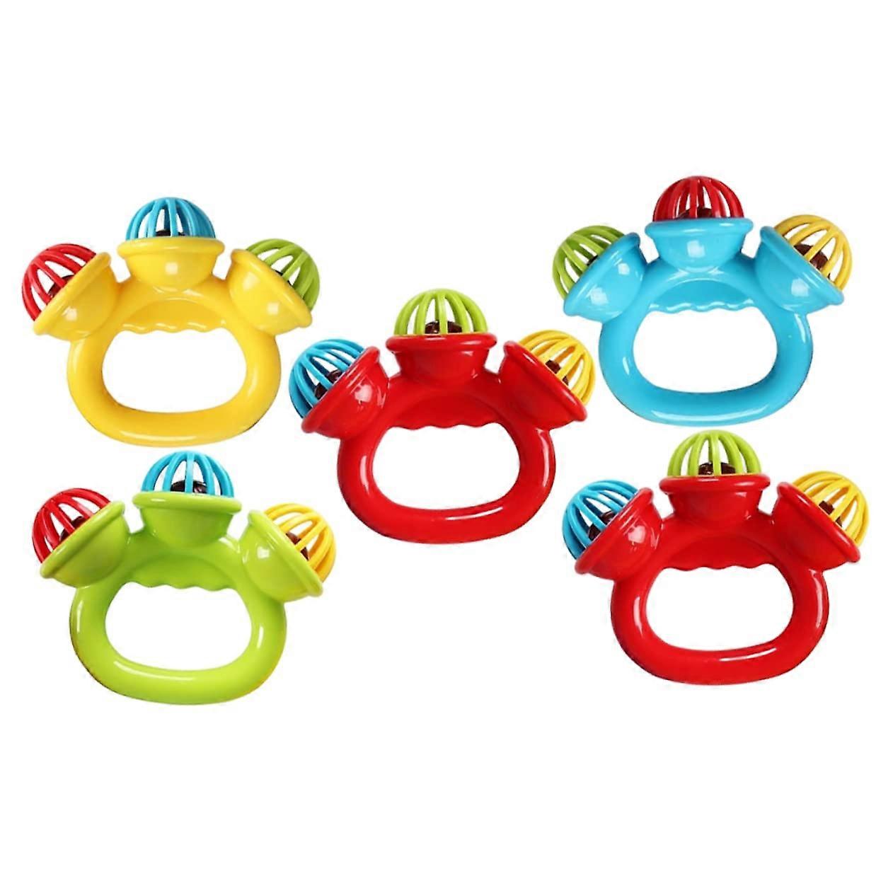 5-Piece Hand Rattles for Toddlers Colorful Shaking Toys Motor Skills and Sensory Development Handheld Bells