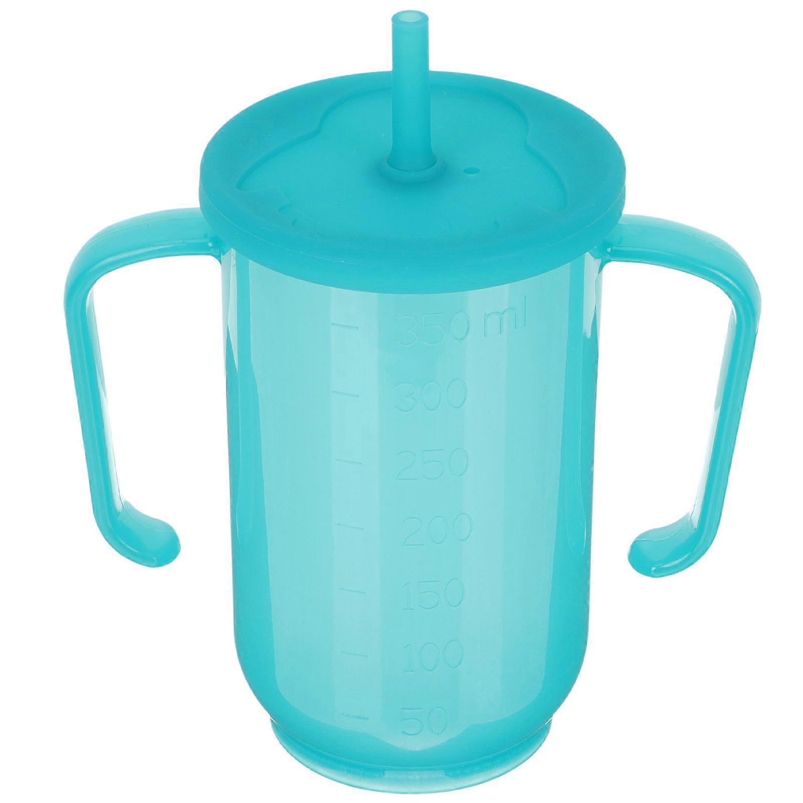 Blue Plastic Sippy cup for Elderly with Double Handles Non Spill .8 oz