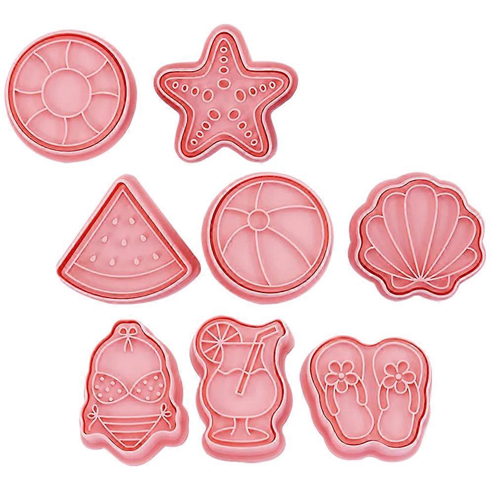 8pcs Hawaiian Silicone Cookie Cutters, Non Stick Baking Molds for Biscuits, Fondant & Crafts, Beach Themed Shapes with Comfort Grip, Reusable for