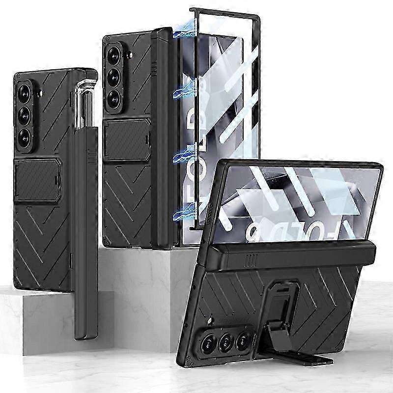 Armor Case For Samsung Galaxy Z Fold 6, Built-in Screen Protector & Kickstand All-Inclusive Case with Hinge Protection & S Pen Holder
