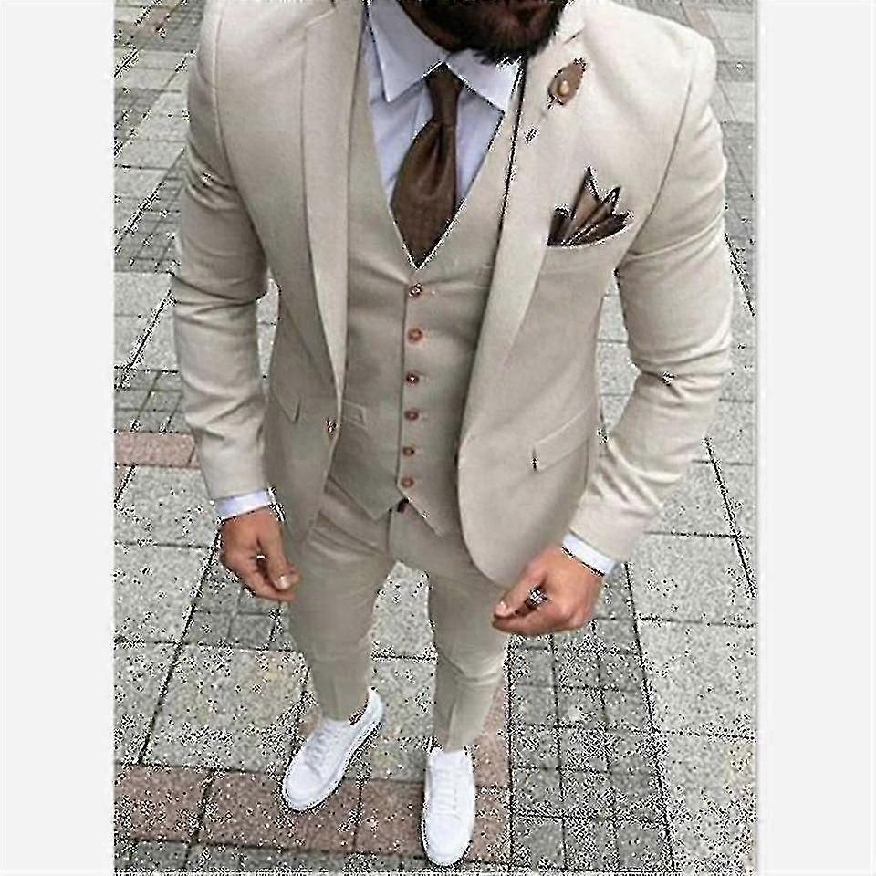 Fashion Handsome Groom Tuxedos Jacket Vest Pant