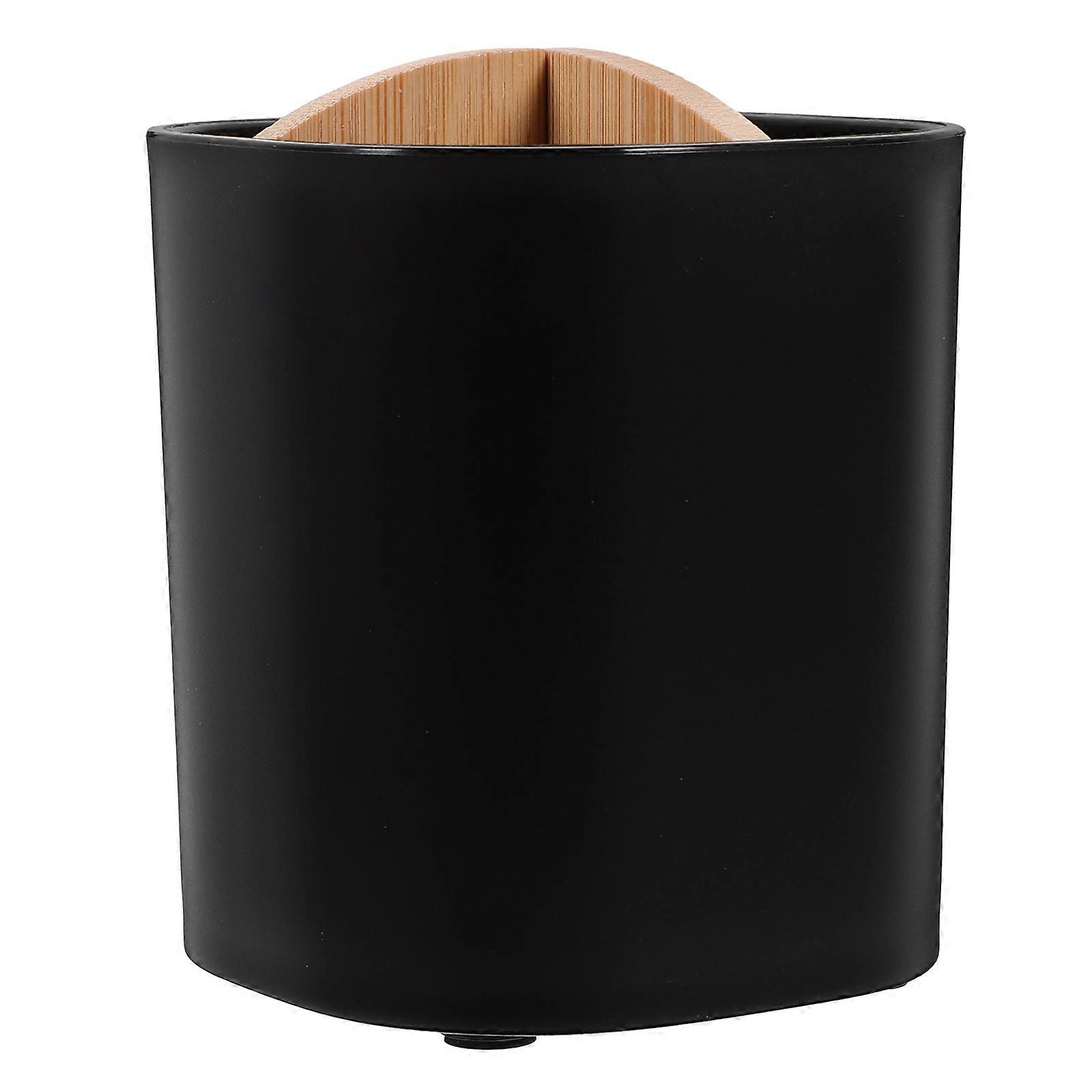 Black Toothbrush Holder with Multiple Compartments for Home Made of PP and Bamboo