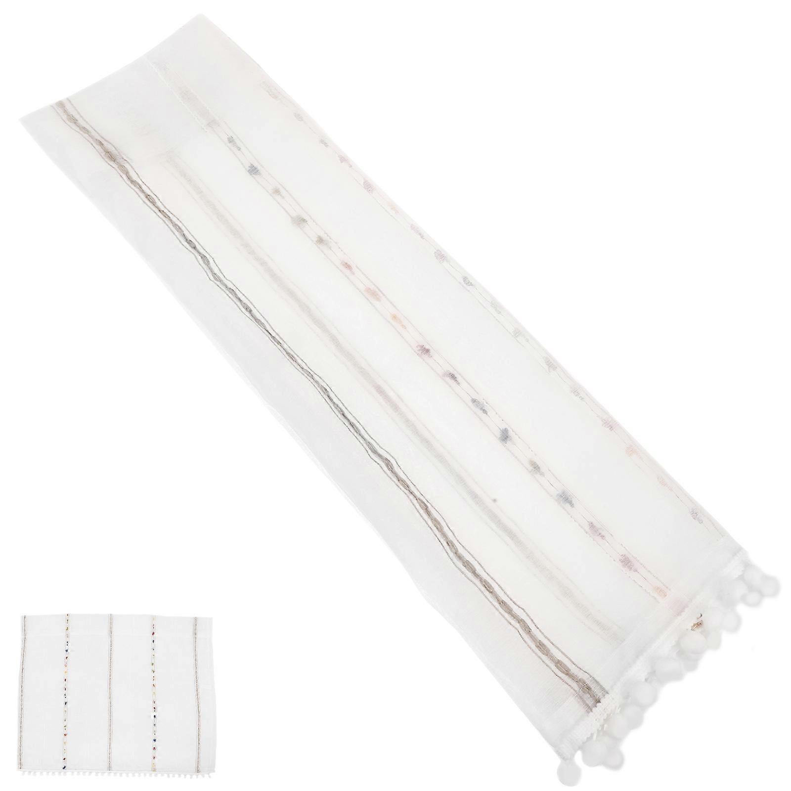 Window Curtain for Kitchen Bedroom 1 Set Polyester with Colorful Pompom Decor