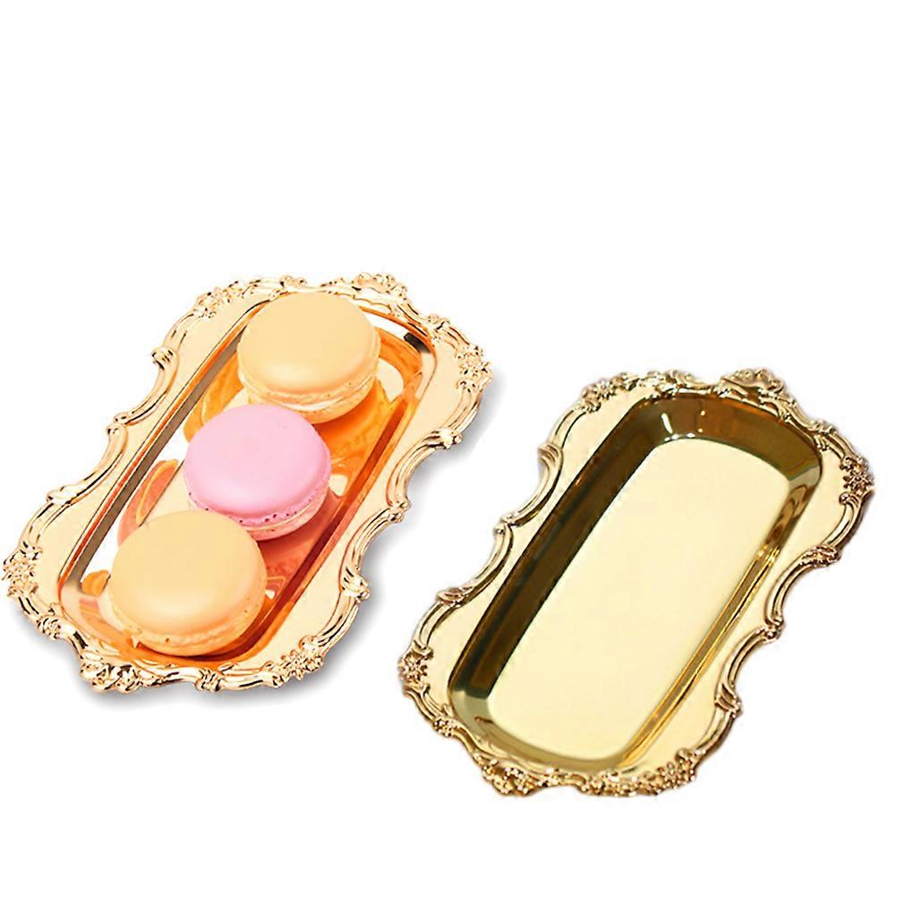 Golden Iron Cake Plates for Party Use Healthy Material Great for Displaying Dessert Snacks 10.6 Inches