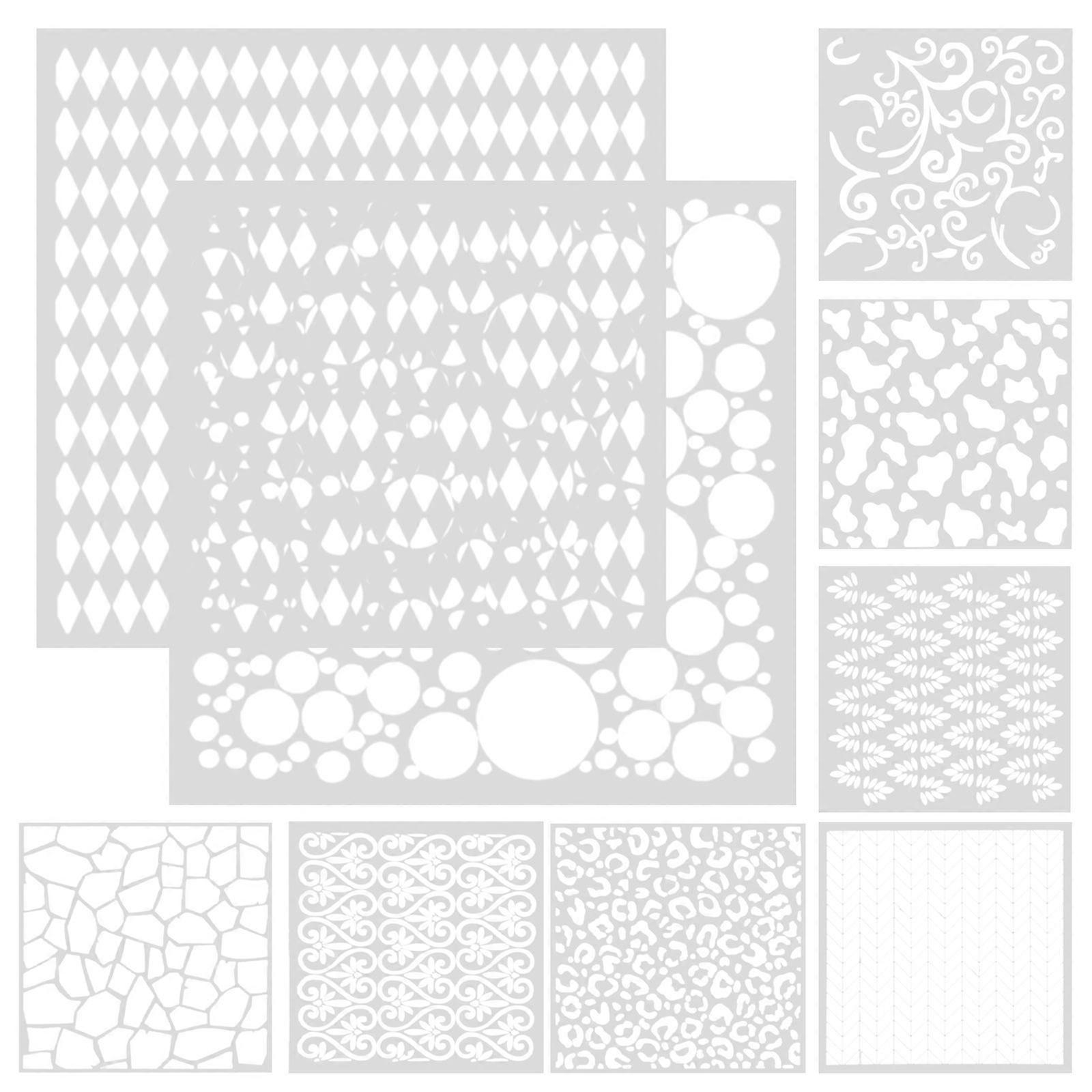 9 Sheets of Creative Hollow Stencils Decorative Graffiti Templates Wall Art Drawing Templates