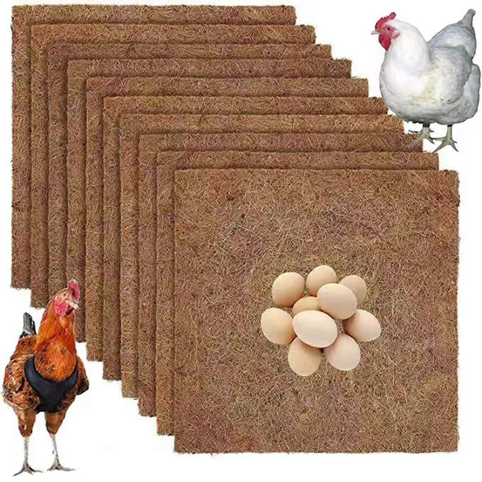 Chicken Nest Mat for Chicken Coop, Washable Nesting Box Liner (10 Pieces)