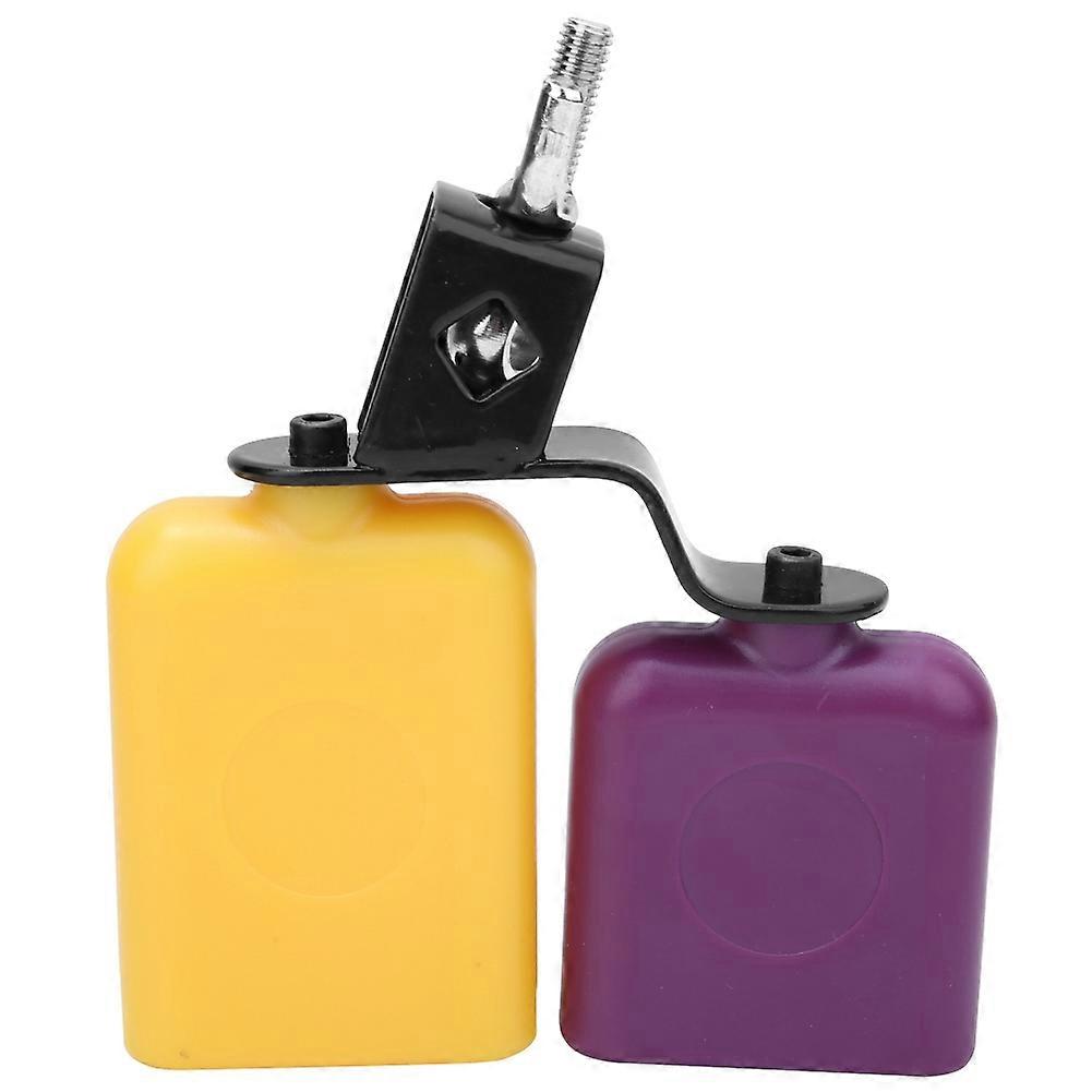 CB30 Yellow and Purple Square Wooden Fish Cow Bell High and Low Pitch Cattle Percussion Instrument