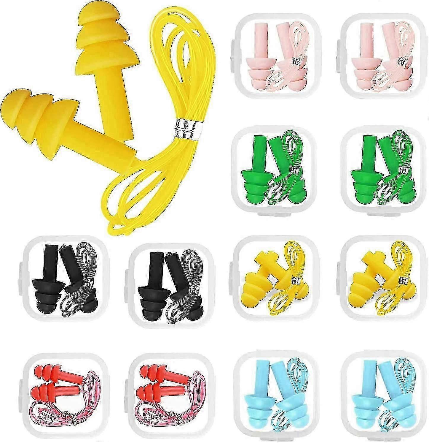 Silicone Earplugs,12 Pairs Reusable Sleeping Earplugs, Waterproof Earplugs with Storage Box Sleep Hearing Protection