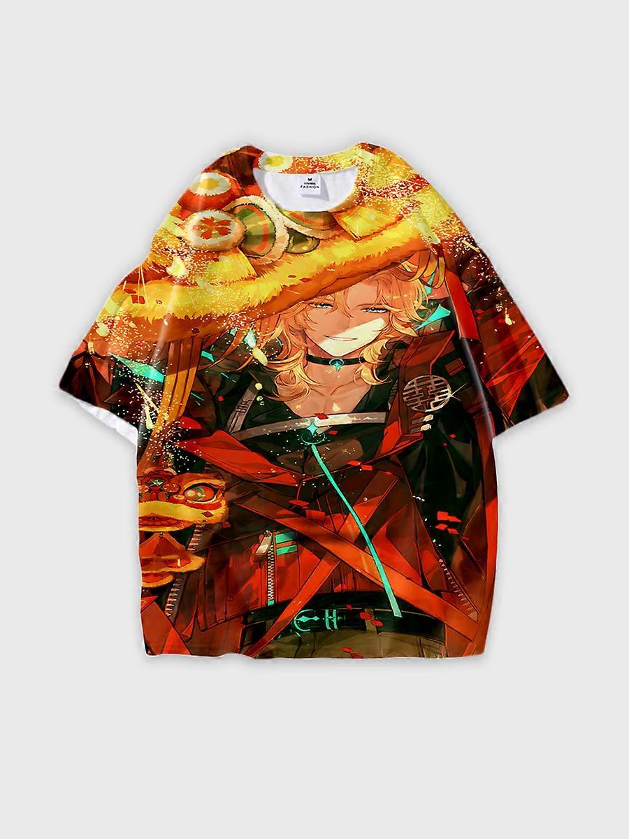 T-shirt round neck Role Pattern loose short sleeve E3175