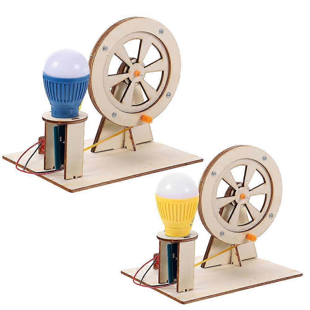 2 Sets DIY Hand Crank Generator Kit Educational Science Experiment Easy Assembly Manual Model Sparks Creativity and Analytical Skills
