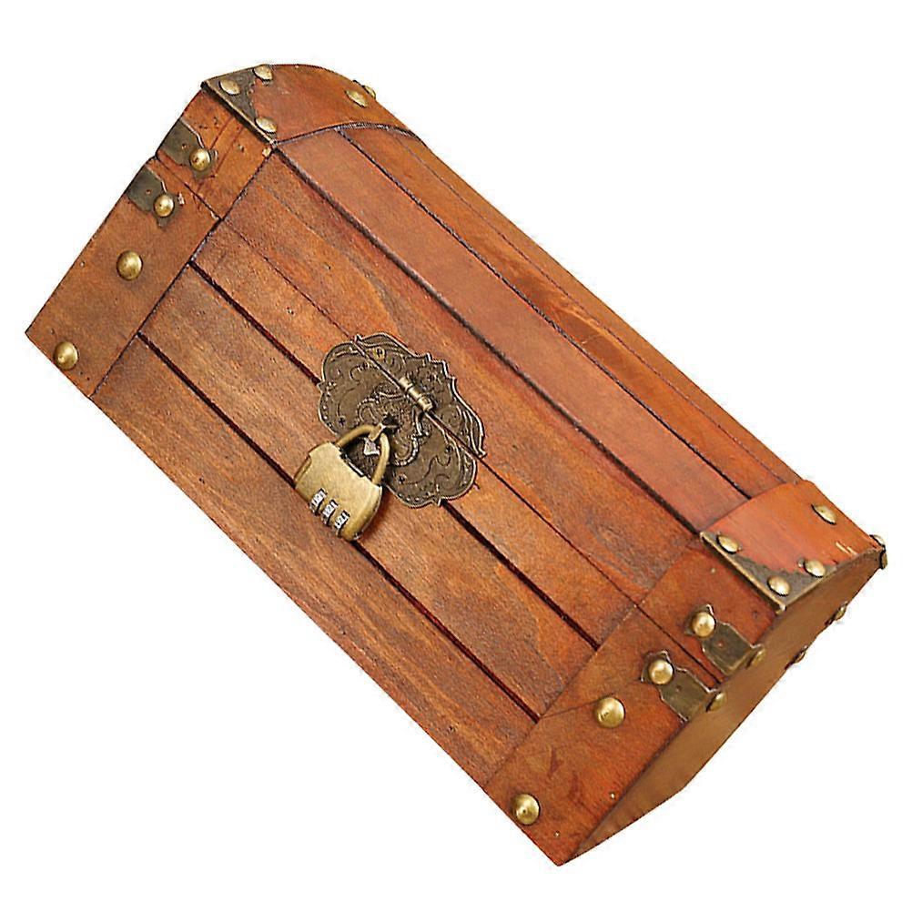 Multifunctional Wooden Keepsake Box With Lock For Photography And Decoration 30X15X15CM Brown 1Set