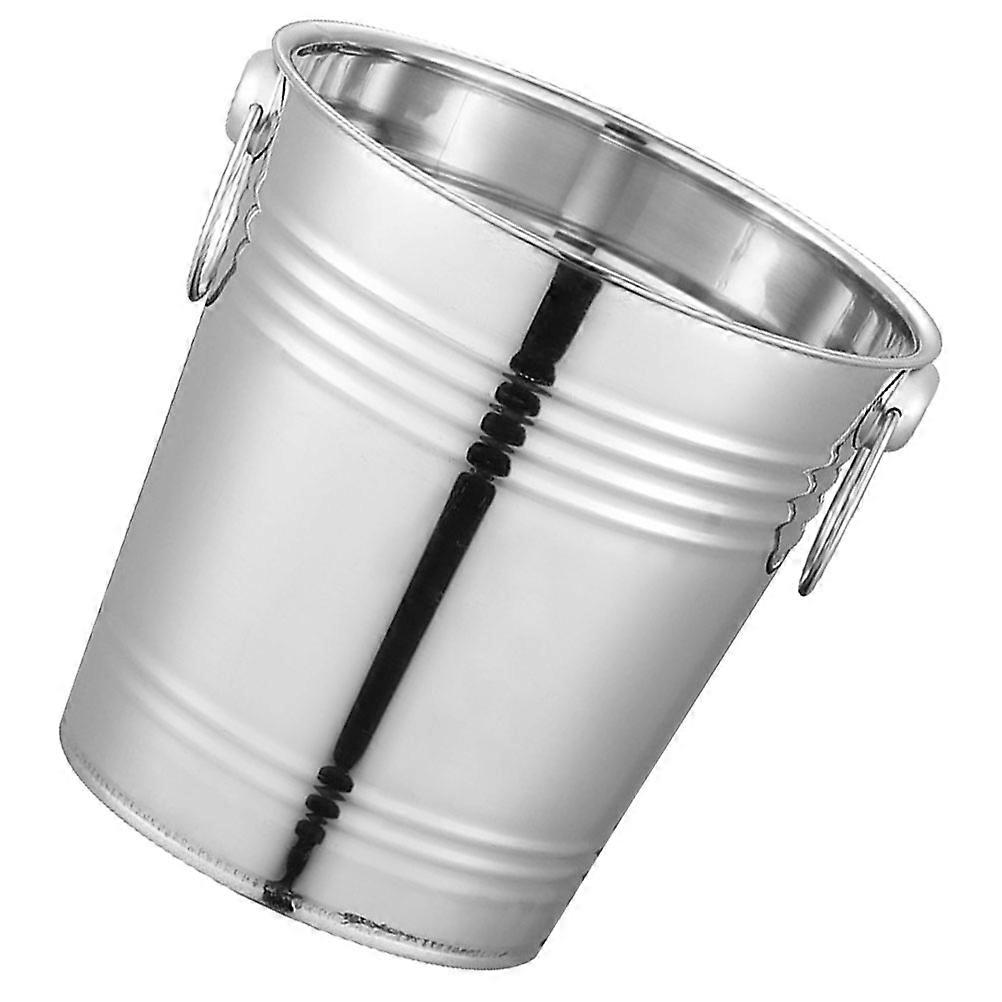 Stainless Steel Ice Cube Bucket with Handle for Beer, Double Ear Design, Ideal for Parties, Bars, and Outdoor Events