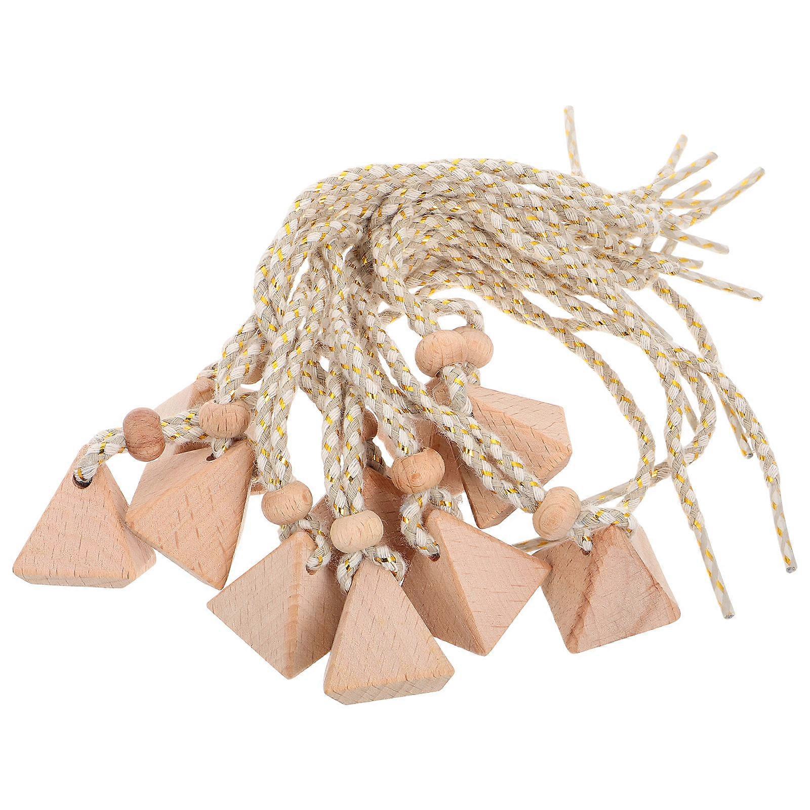 10Pcs Triangle Wooden Caps For Essential Oil Bottles Car Interior Use With String And Fragrance Preservation