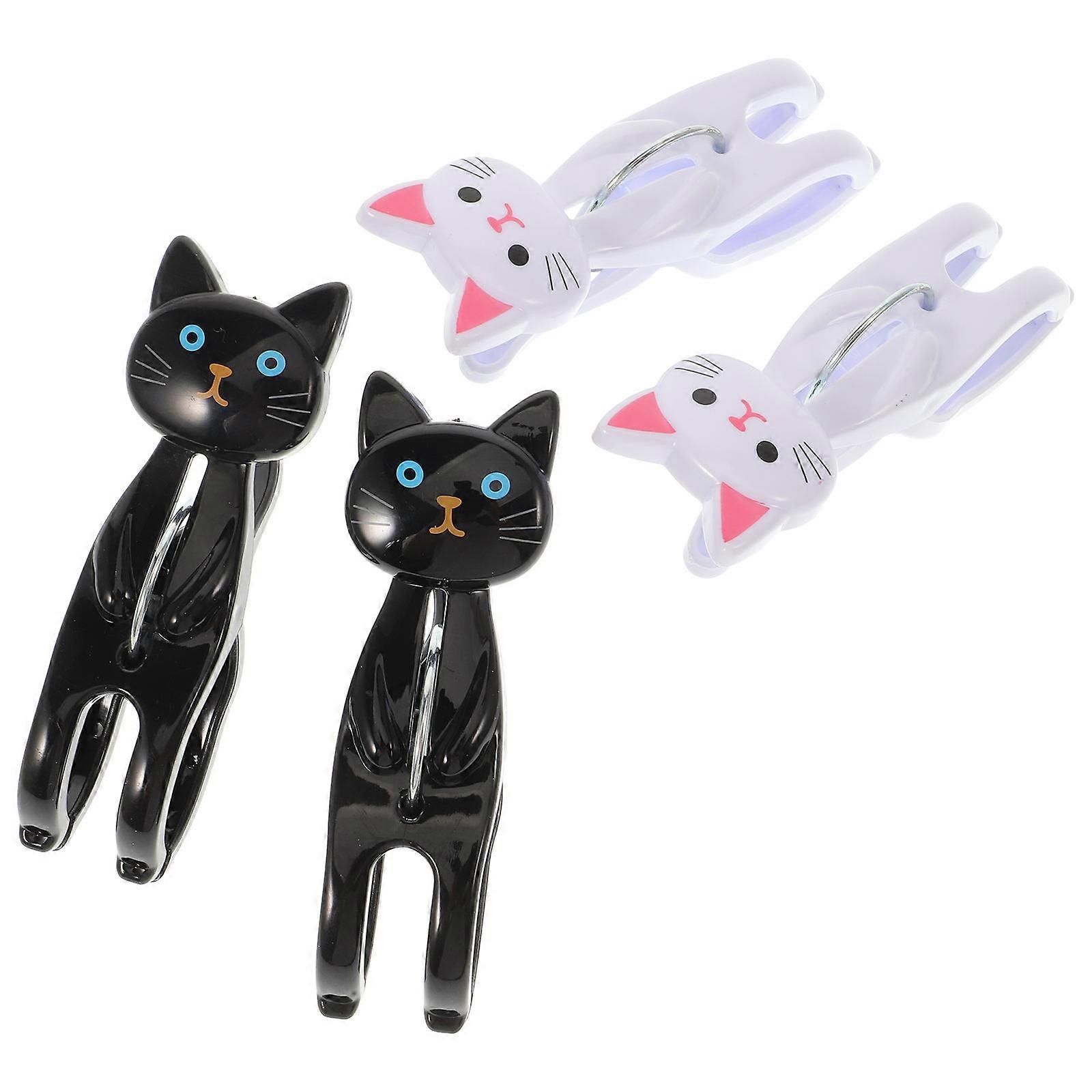 Cat Shaped Beach Towel Clips, 4pcs Windproof Clothes Clamps for Sun Loungers, Multi Purpose Clothespins for Quilts and Towels