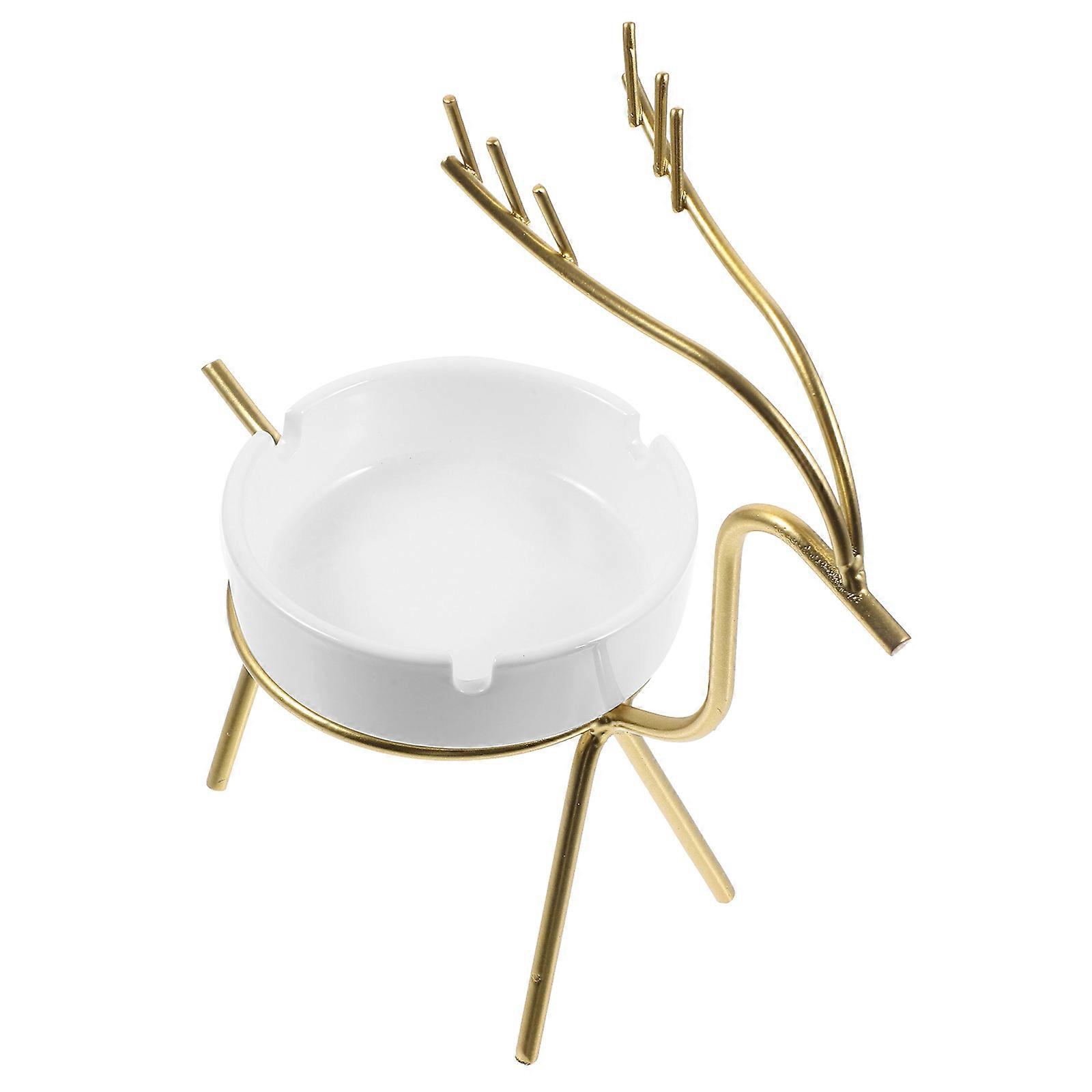 1 Set Ceramic Ashtray Creative Office Ashtray Butt Container (Golden)