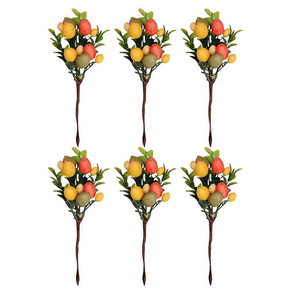 Colorful Plastic Easter Decorations with Simulated Green Leaves for DIY Crafting and Home Vase Decoration 6 Pcs