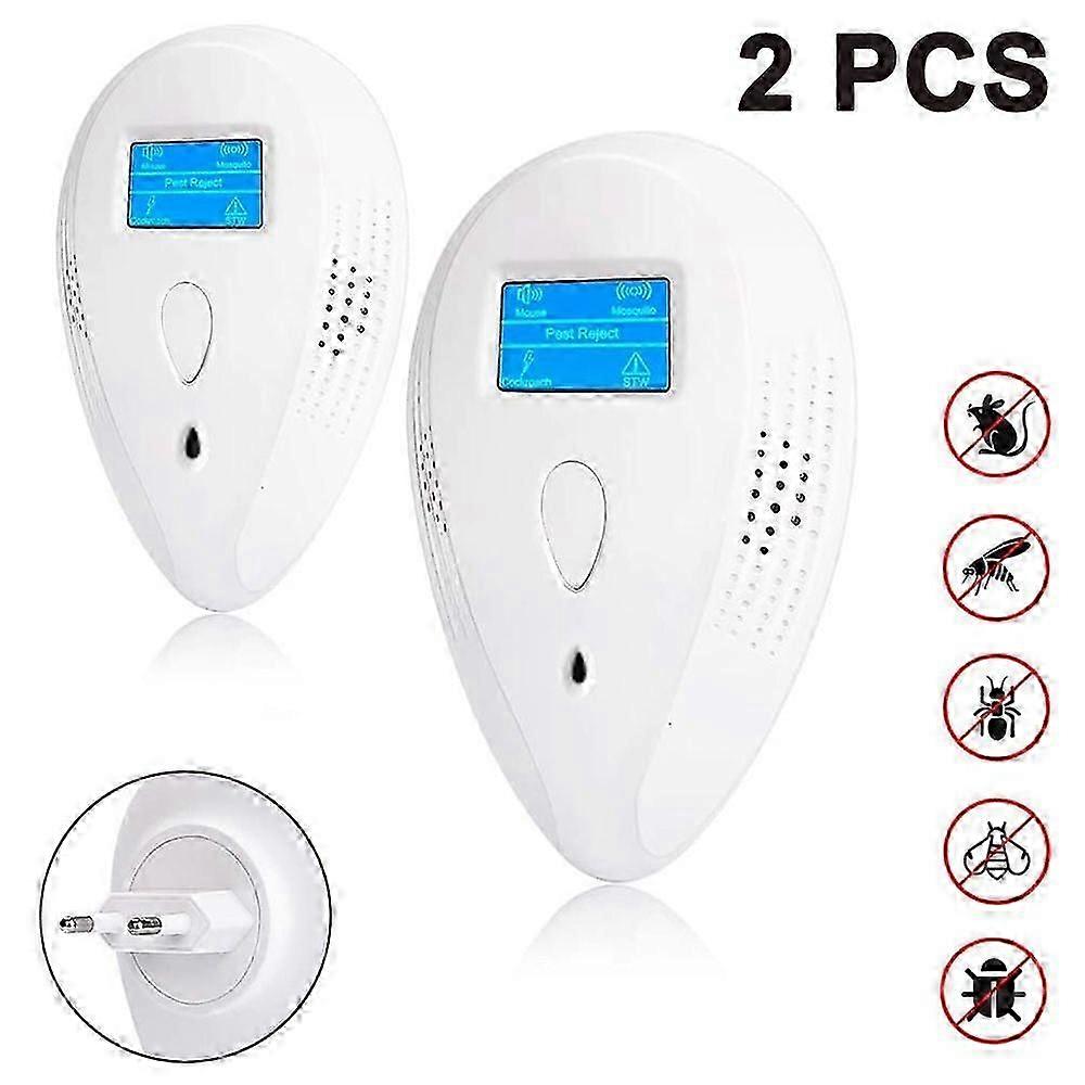 2 Pcs Ultrasonic Pest Repeller - 3 Levels Adjustable Triple Wave