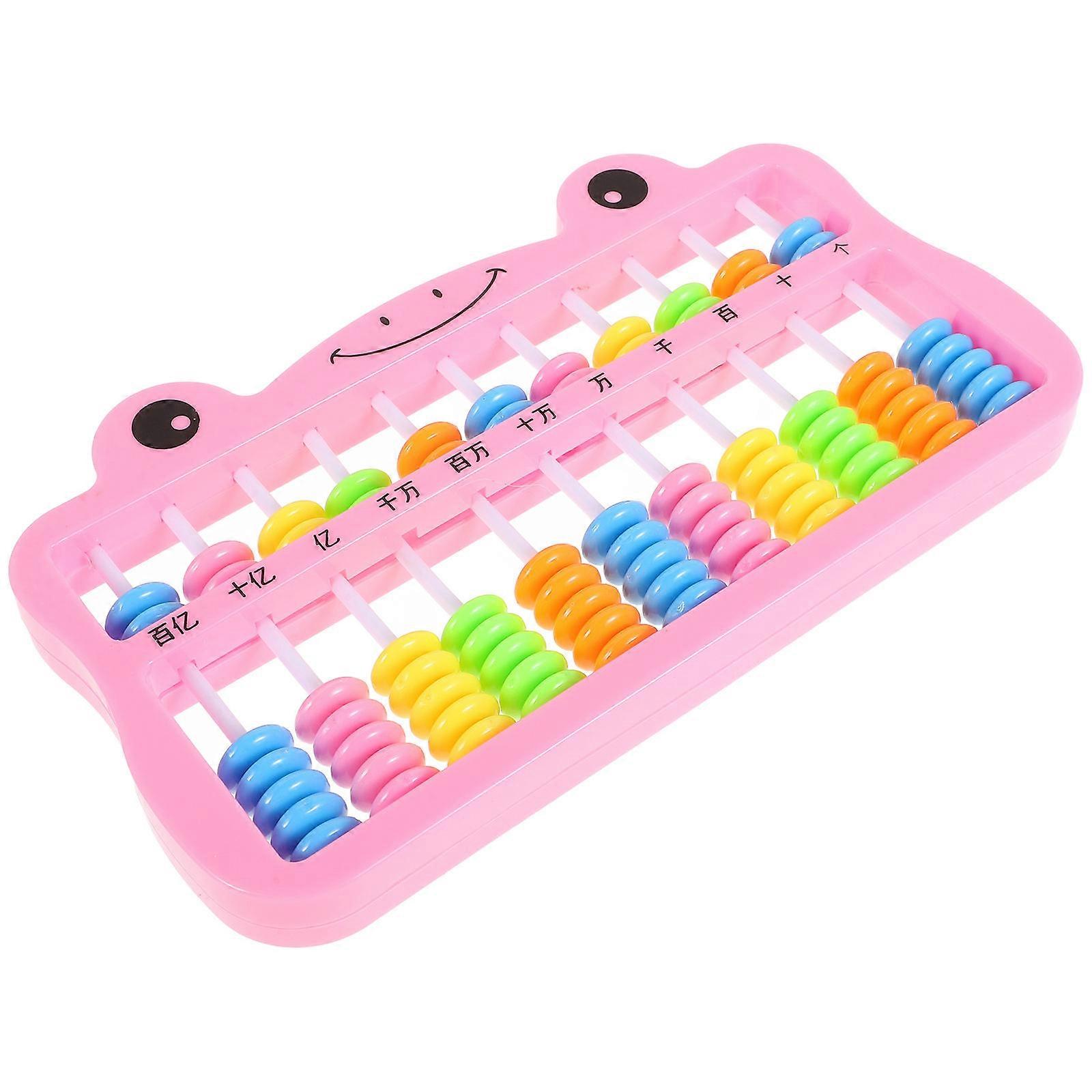 Pink Plastic Abacus for Kids Math Learning Tool with 7 Beads Design Portable and Lightweight for Students Arithmetic Practice