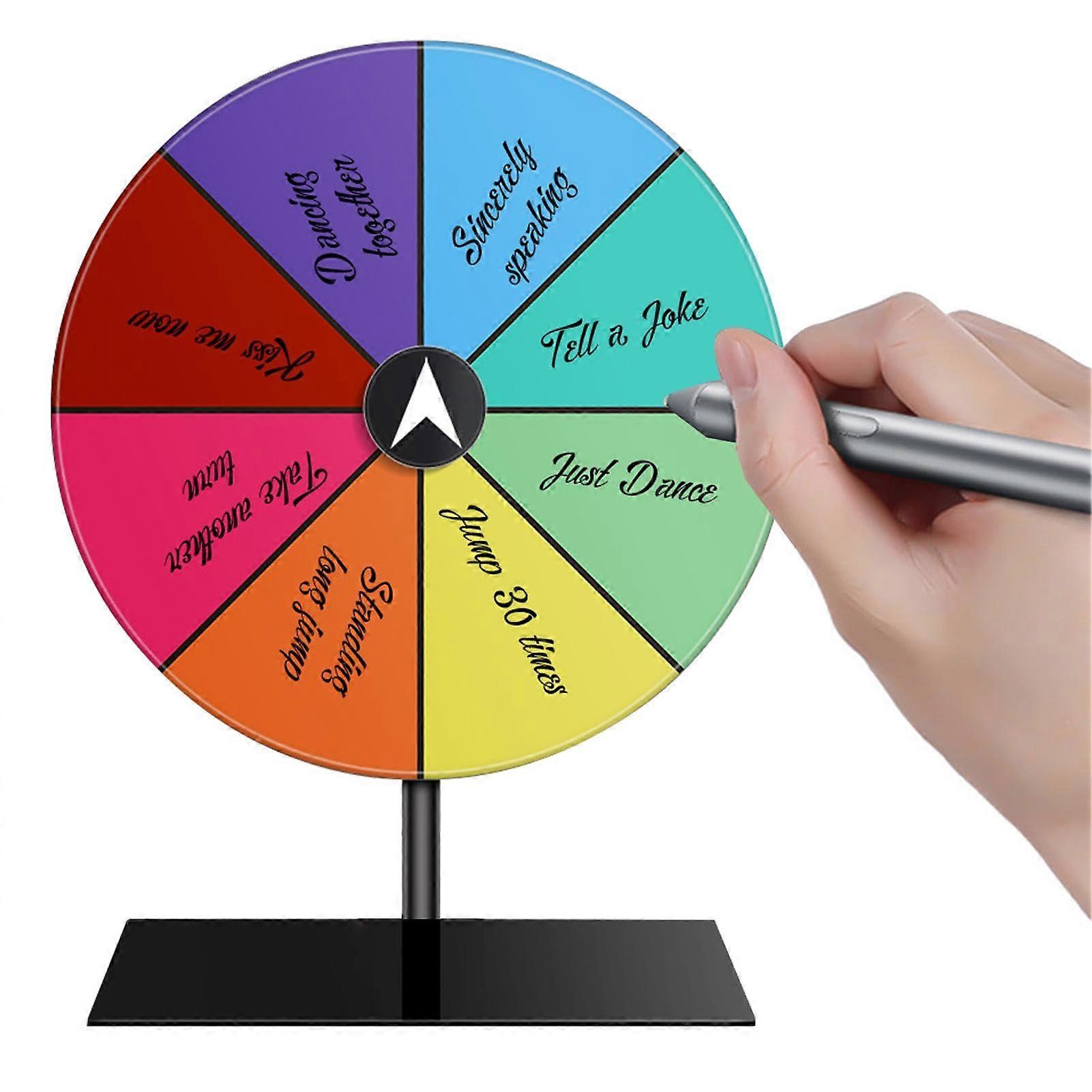 Wheel of Fortune Prize Wheel With 8-Compartment Coloured Table Roulette Spinner, Spinning Wheel Game Set