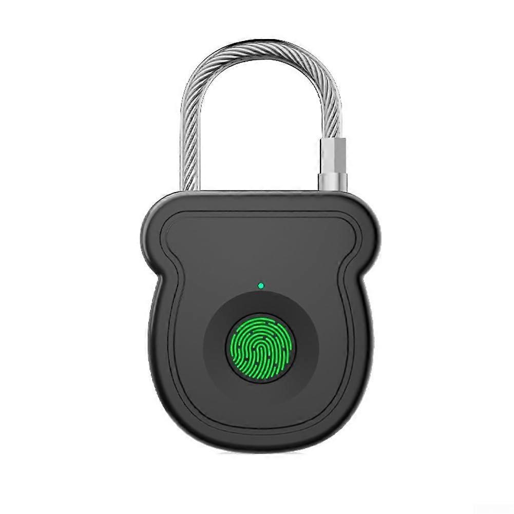 Smart Fingerprint Padlock Biometric Lock, 20-User Capacity, Black, For Gym Lockers, Backpacks, Suitcases, Cabinets