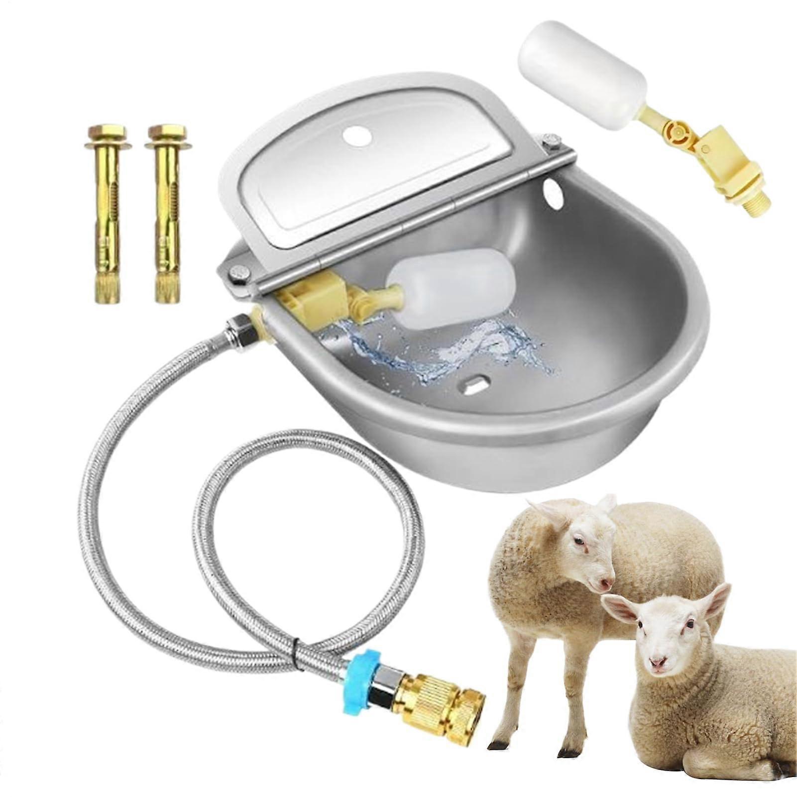 Automatic Water Bowls for Livestock, Stainless Steel Feeder Container with Floating Valve Dispenser
