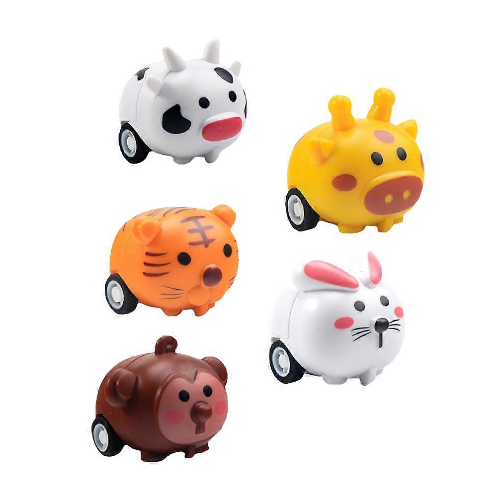 5pcs Cartoon Friction Powered Animal Cars – Giraffe, Rabbit, Monkey Pull Back Vehicles for Kids’ Fun
