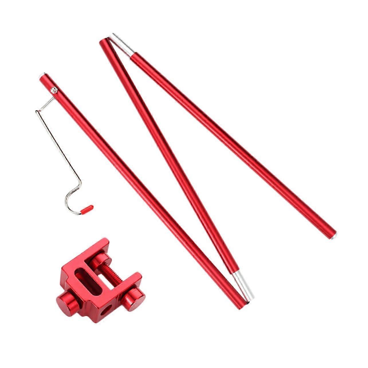Foldable Aluminum Camping Lantern Stand With Rotating Hook Portable Light Stand For Outdoor Camping And Picnics Red